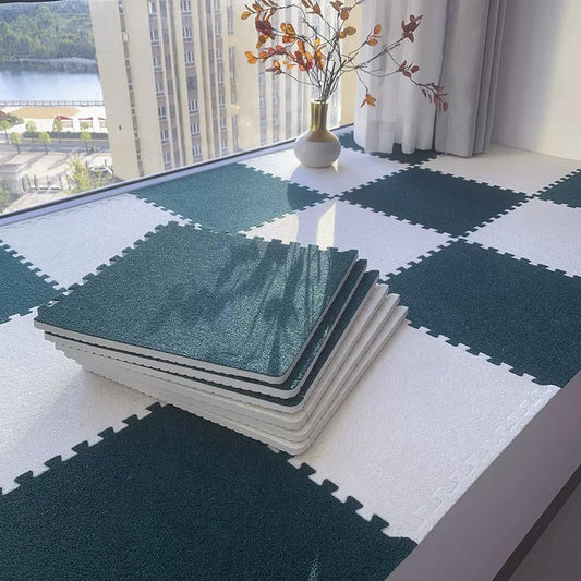 Sound Insulation Interlocking Floor Mat, Thick Comfort Fluffy Parlor Carpet, Soft Home Washable Bedroom Area Rugs Mat, Protect Floor,Can Be Cropped,12 Pieces (1 Piece 30*30cm),Easy To Clean. ( Color :