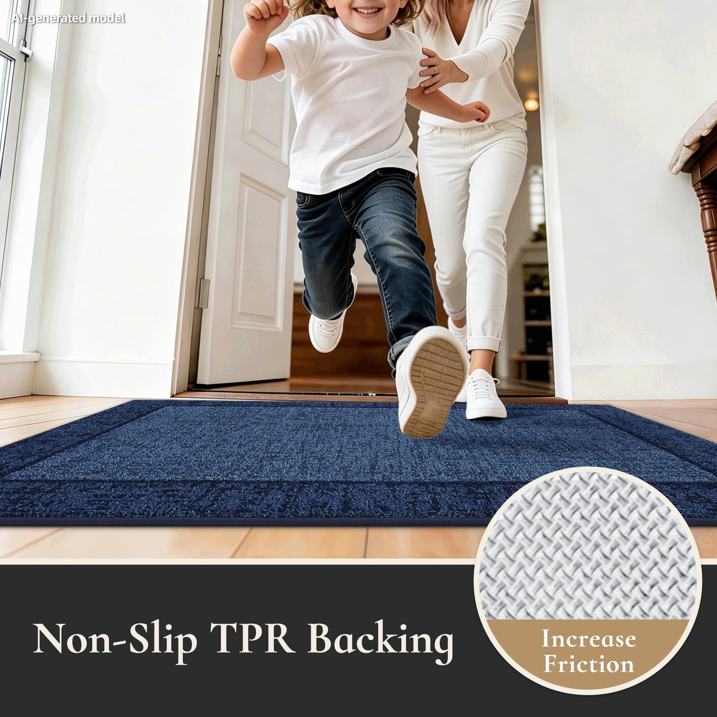 MatMaven Dirt Trapper Door Mat 20"x 32", Non Slip Washable Doormat, Stain Removal and Absorbent Welcome Mat, Floor Mats,Low Profile Entrance Dog Door Mats for Front Back Door,Blue