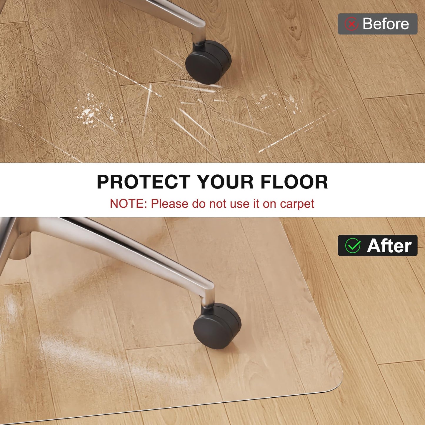 Mymeely Floor Mat for Home, 24"x 36" Upgraded Clear Area Rug, Non-Slip Entryway Rug, PVC Waterproof Desk Cover Protector Refrigerator Mat, Plastic Desk Pad Mat