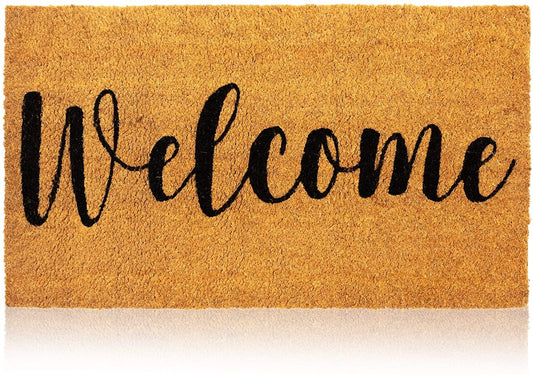 Juvale Welcome Mat Natural Coir Doormat - 30 x 17 in, Natural, Modern - Front Door Mat Outside Entrance & Indoor Entryway