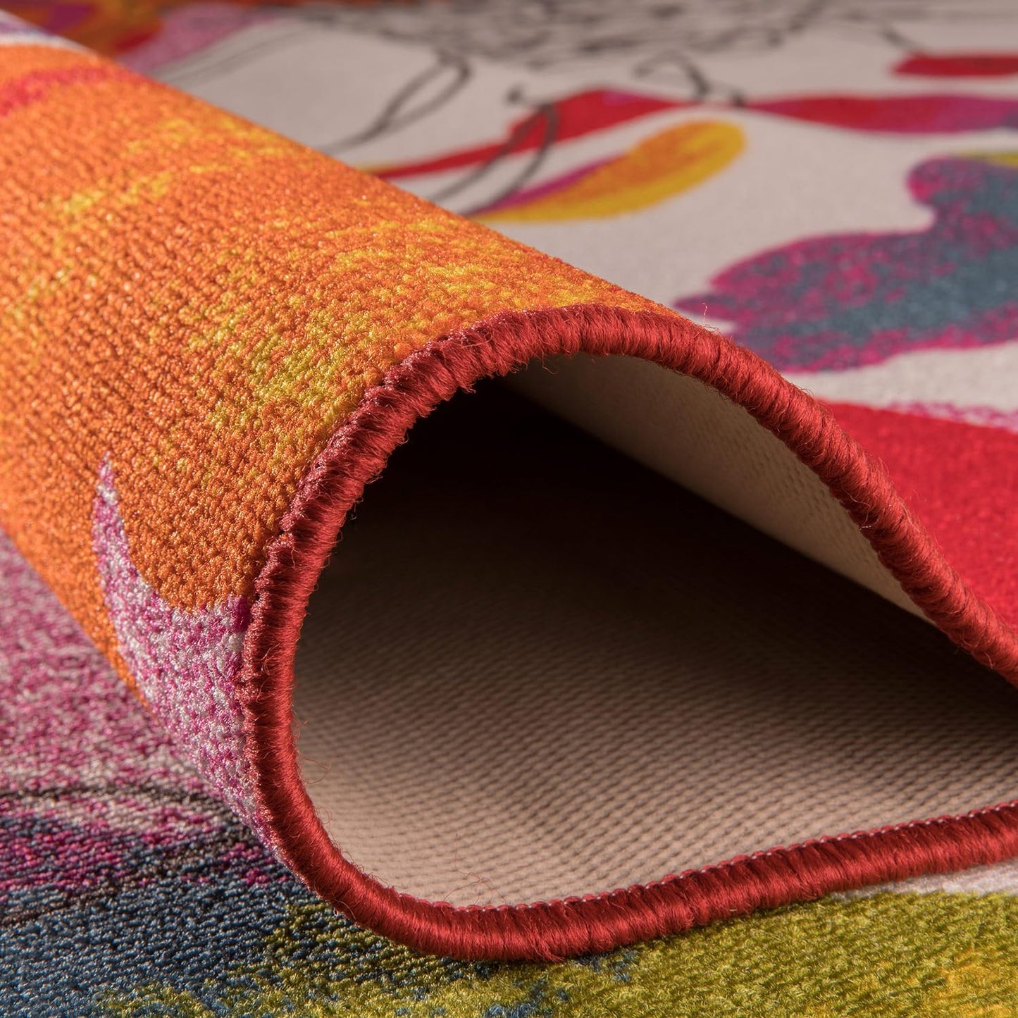 Rugshop Modern Bright Flowers Non-Slip (Non-Skid) Area Rug 5 X 7 (5' 3" X 7' 3") Multi