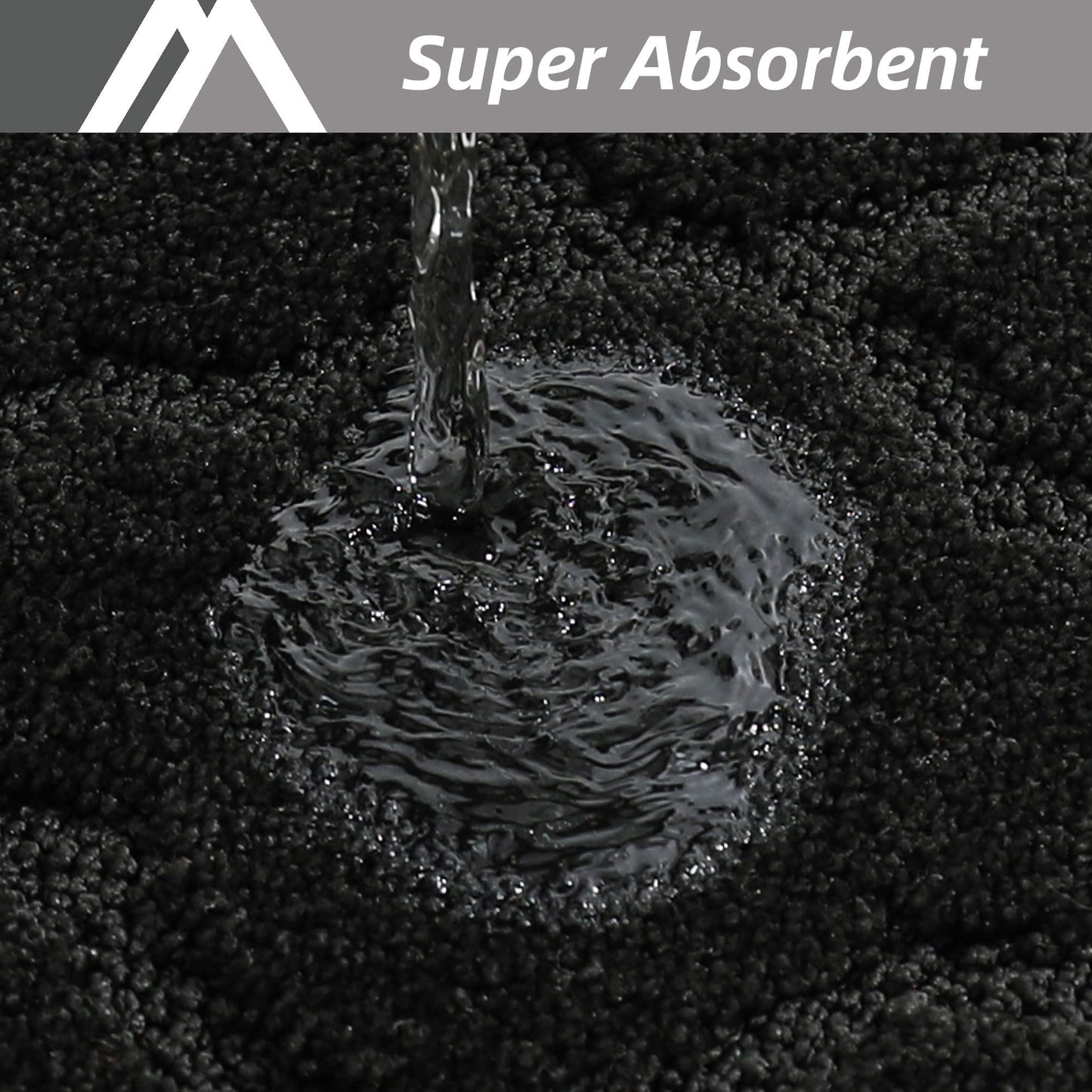 COSY HOMEER Soft Kitchen Rugs and Floor Mats for in Front of Sink Super Absorbent 20"x59" Non-Skid Standing Washable,Polyester,Black