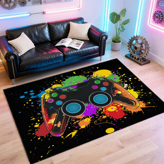 Vesocro Gaming Rug for Room,3x5 ft Non-Slip Cool Gamer Carpet for Bedroom Livingroom and Game Room Rug Decor