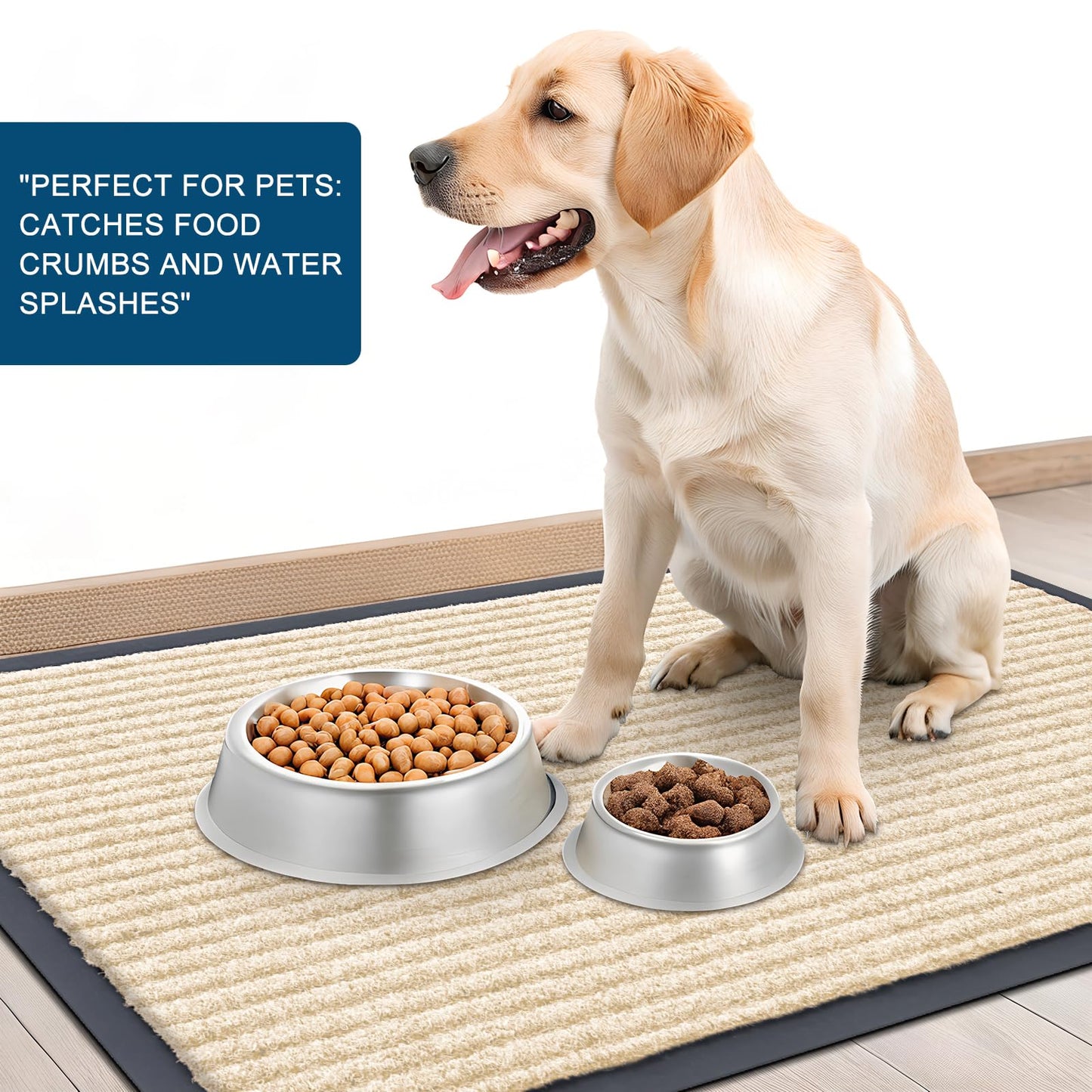 OLANLY Front Door Mat Indoor Outdoor Entrance, 2-Pack 33 x 21 Inch, Waterproof Heavy Duty Doormat, Fade Resistant, Low Profile, Easy Clean Patio Porch Welcome Floor Mats for Entry, Beige