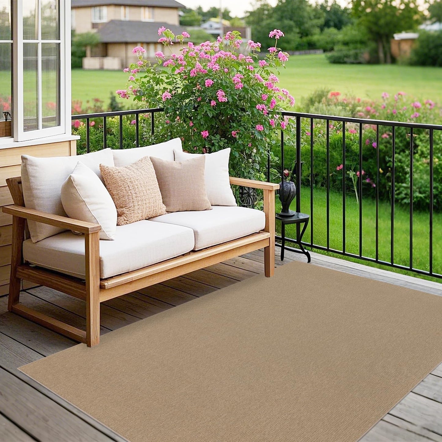 SHACOS 3x5 ft Faux Jute Woven Washable Rug