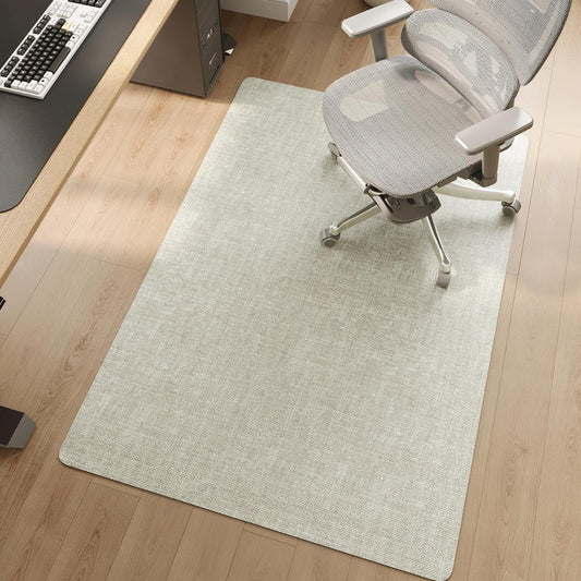 YDKGL PU Office Chair Mat for Hardwood Floor, 32"x48" Self-Adhesive Rolling Chair Mat for Under Desk, Large Non-Slip Heavy Duty Hard Floor Protector for Wood/Tile, Desk Rug for Home Office Beige