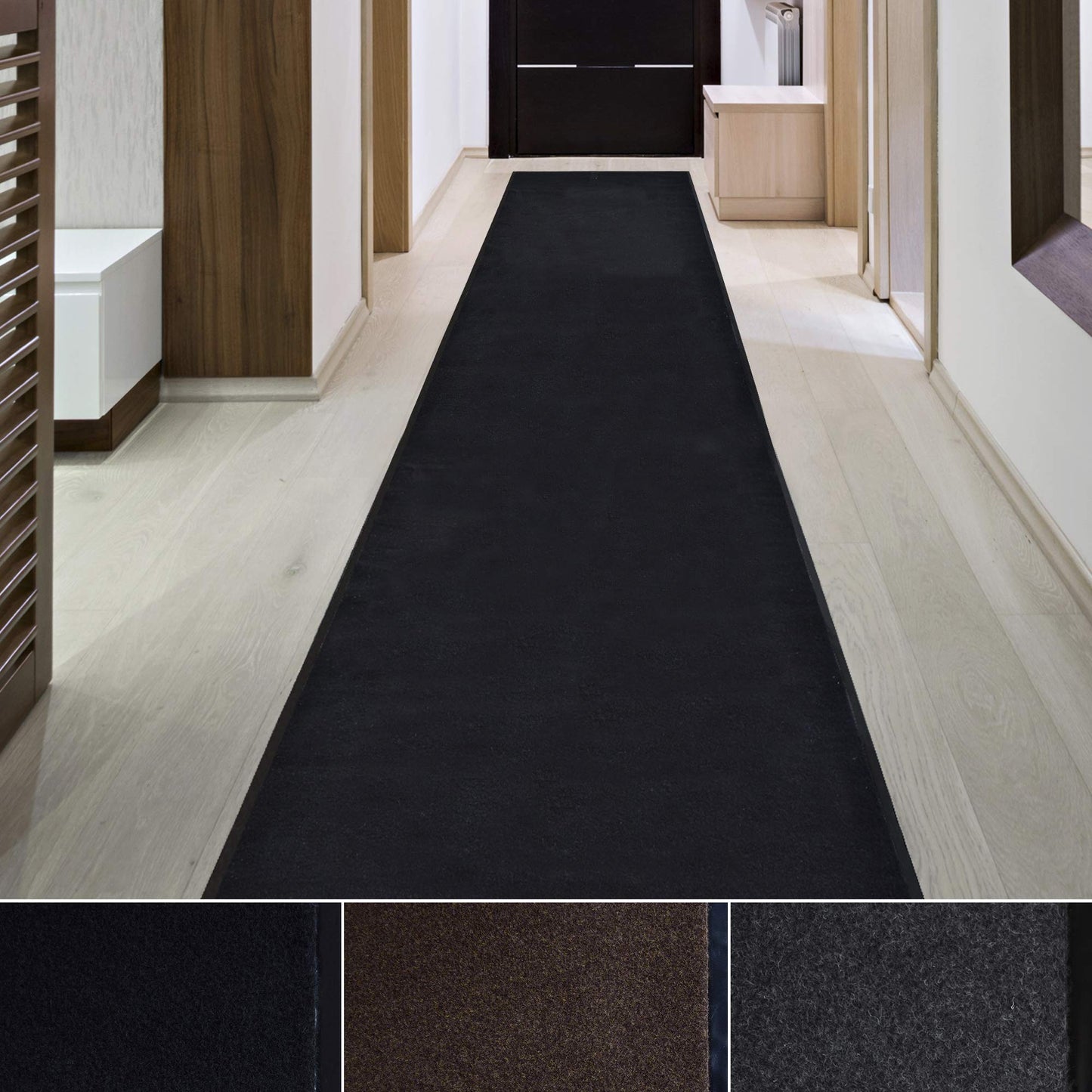iCustomRug Heavy Duty Interior/Exterior Waterproof Utility Plush Pile Vinyl Back Runner,Mats,Area Rug, Non-Slip, for Doorway, Hallway, Commercial or Residential Use 4' X 8' Black