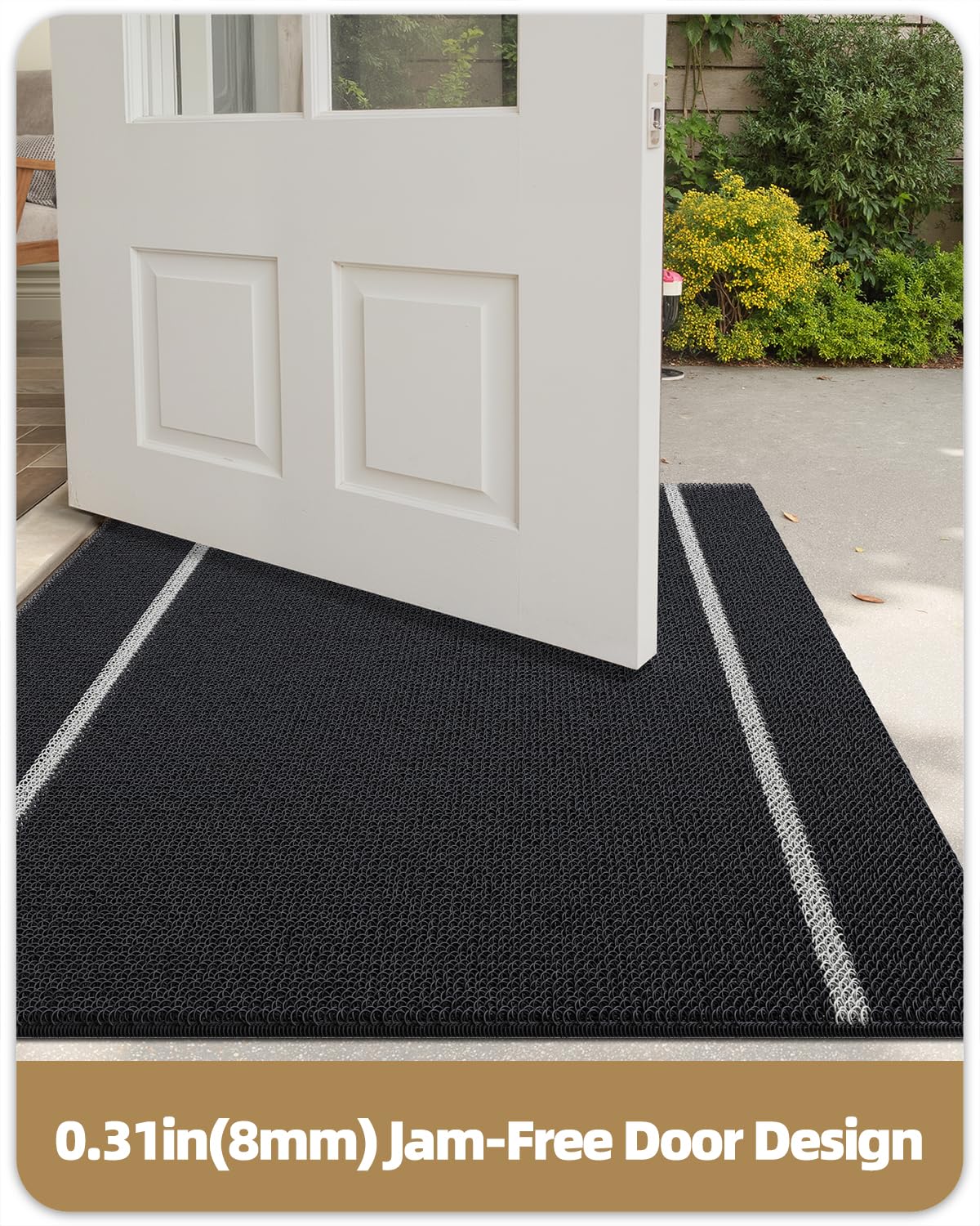 Color&Geometry Front Door Mat (1-Black, 24"x47")