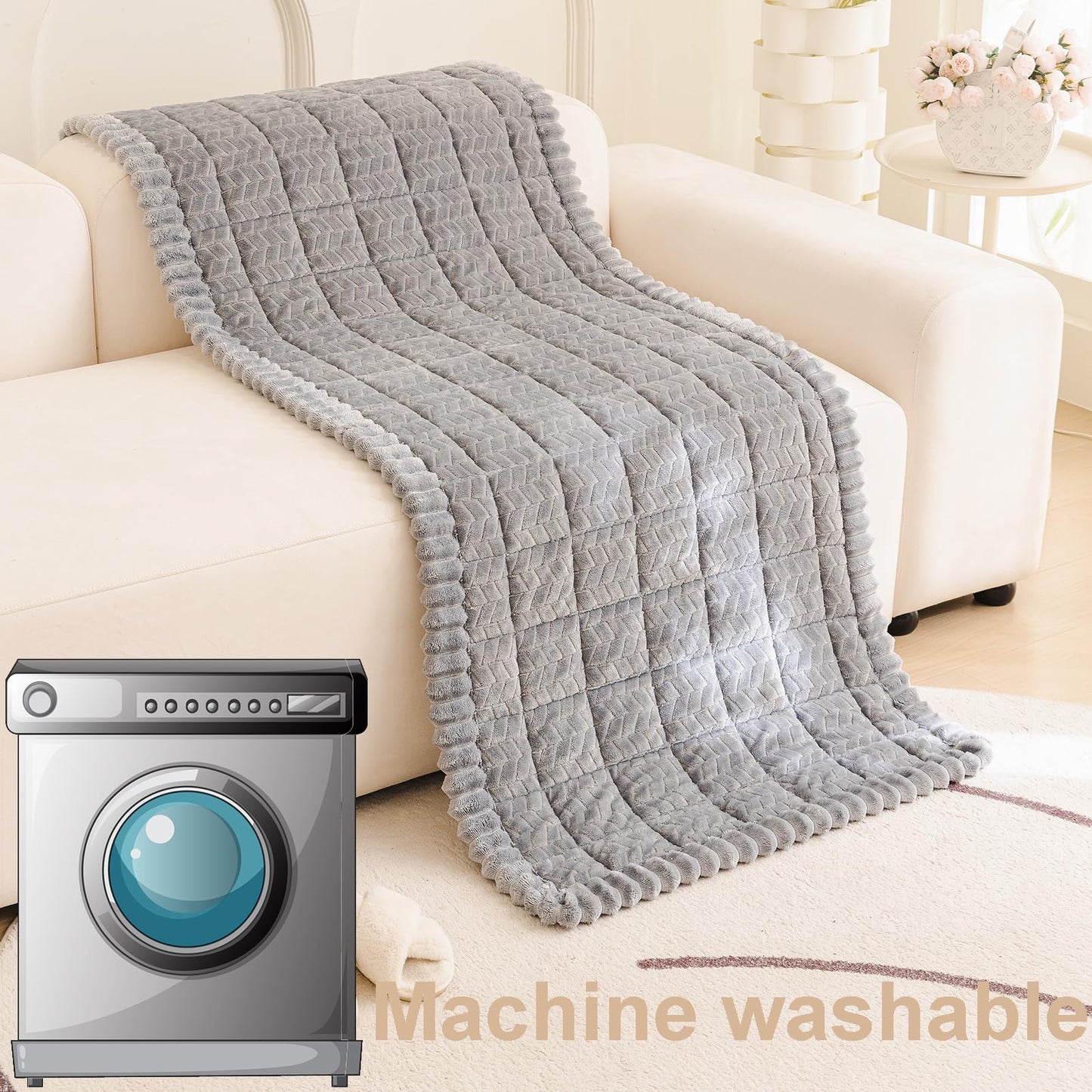 Mivnue Pet Couch Cover Protector Sofa Covers for Pets Washable Non Slip Couches and Sofas Dog Mat (Grey, 27.6" x 59.1")