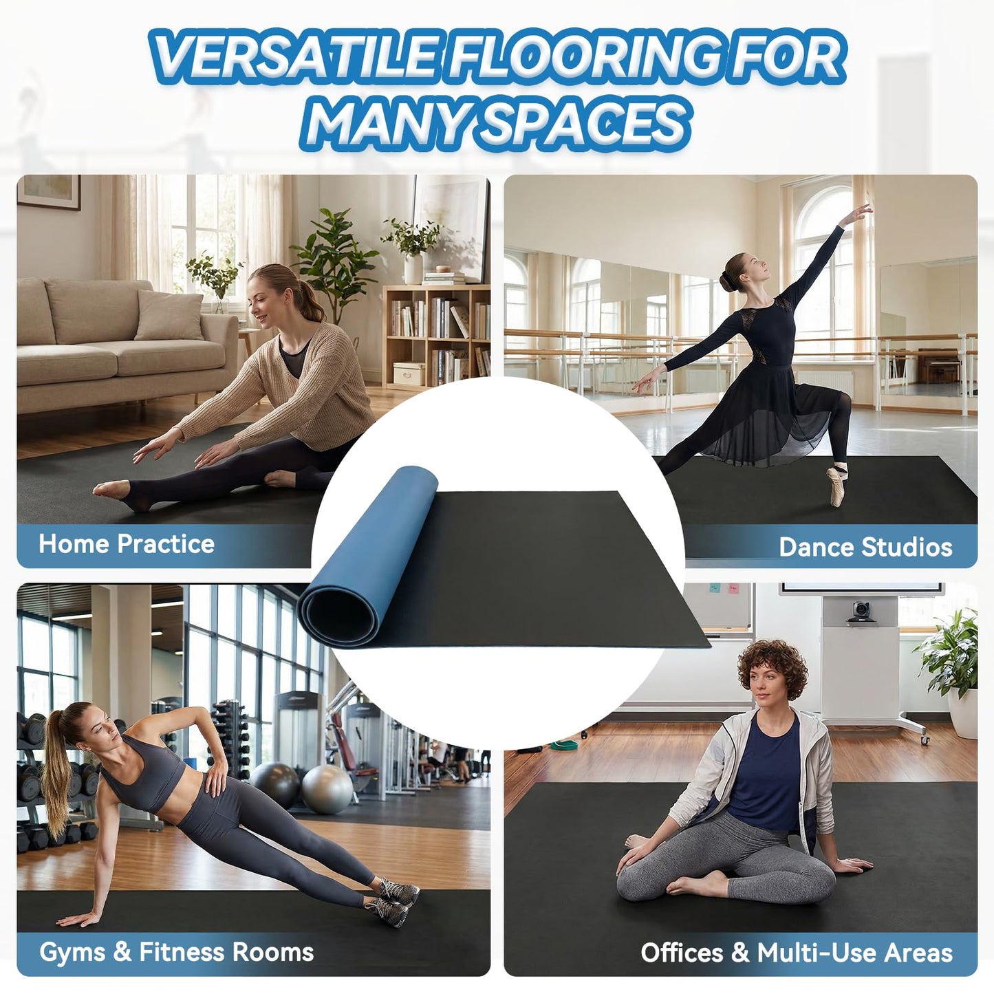 SERABETTO Marley Dance Floor 6.6’ x 3.9’ – Roll-Out Dance Floor Mat for Home Studio, Ballet Floor for Barre, Tap, Jazz – Anti-Slip PVC Dance Flooring for Practice
