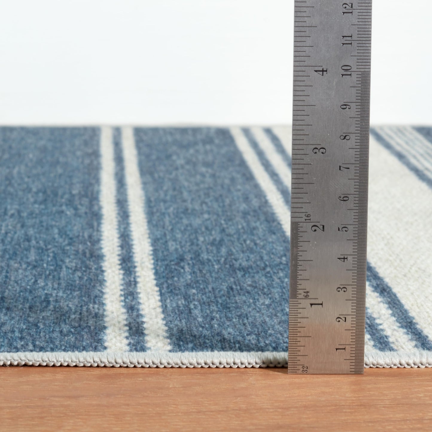 Dash & Albert Bowman Stripe Blue Machine Washable Rug, 7.5 X 9.5 Feet, Blue/Ivory Stripe Pattern