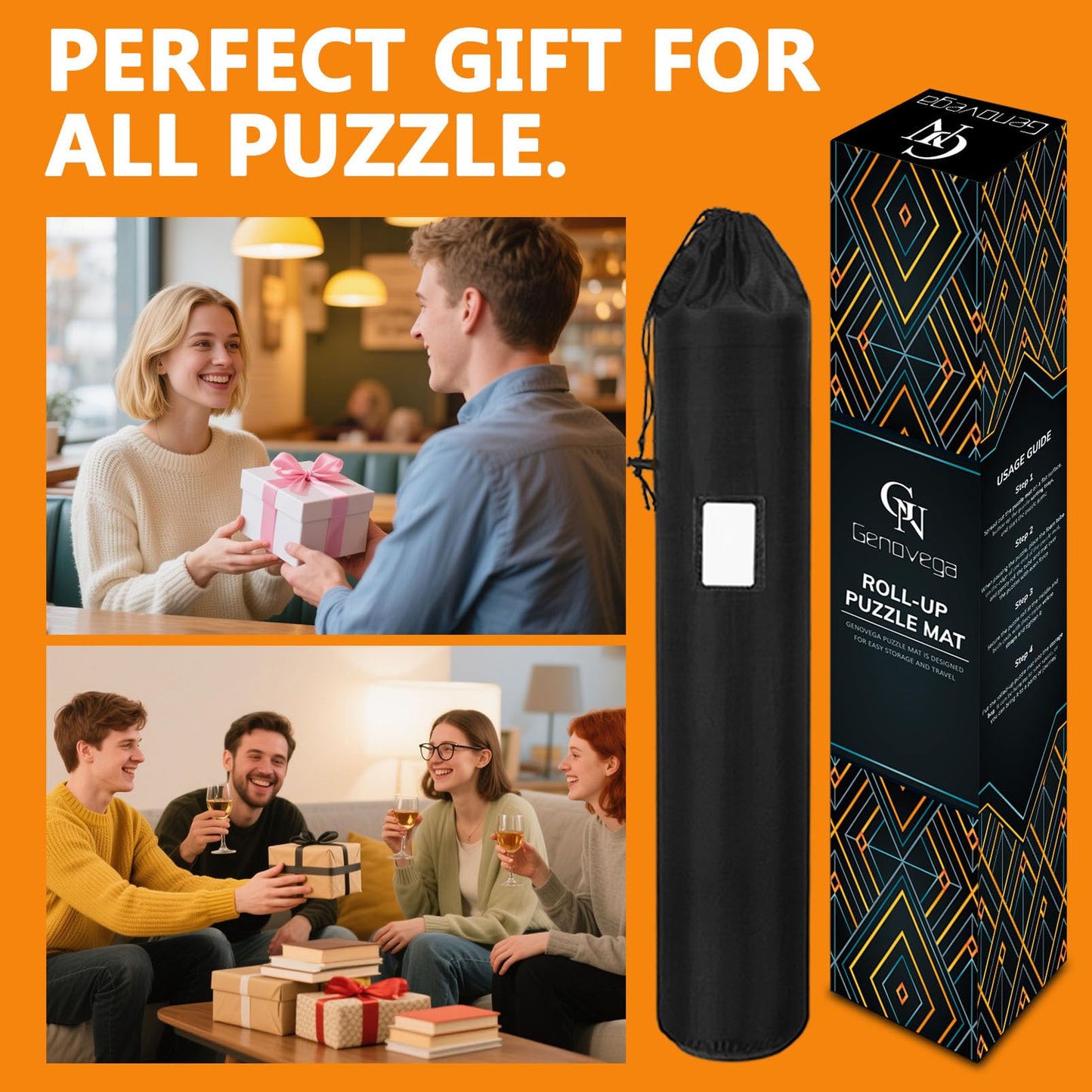 Jigsaw Puzzle Mat Roll Up, 45” x 29.5” Puzzles Matt Rollup Storage Up to 2000 Pieces, Non-Slip Rubber Bottom & Smooth Top, Portable Saver Pad Organizer Accessories Puzzle Anti-Scatter Blanket