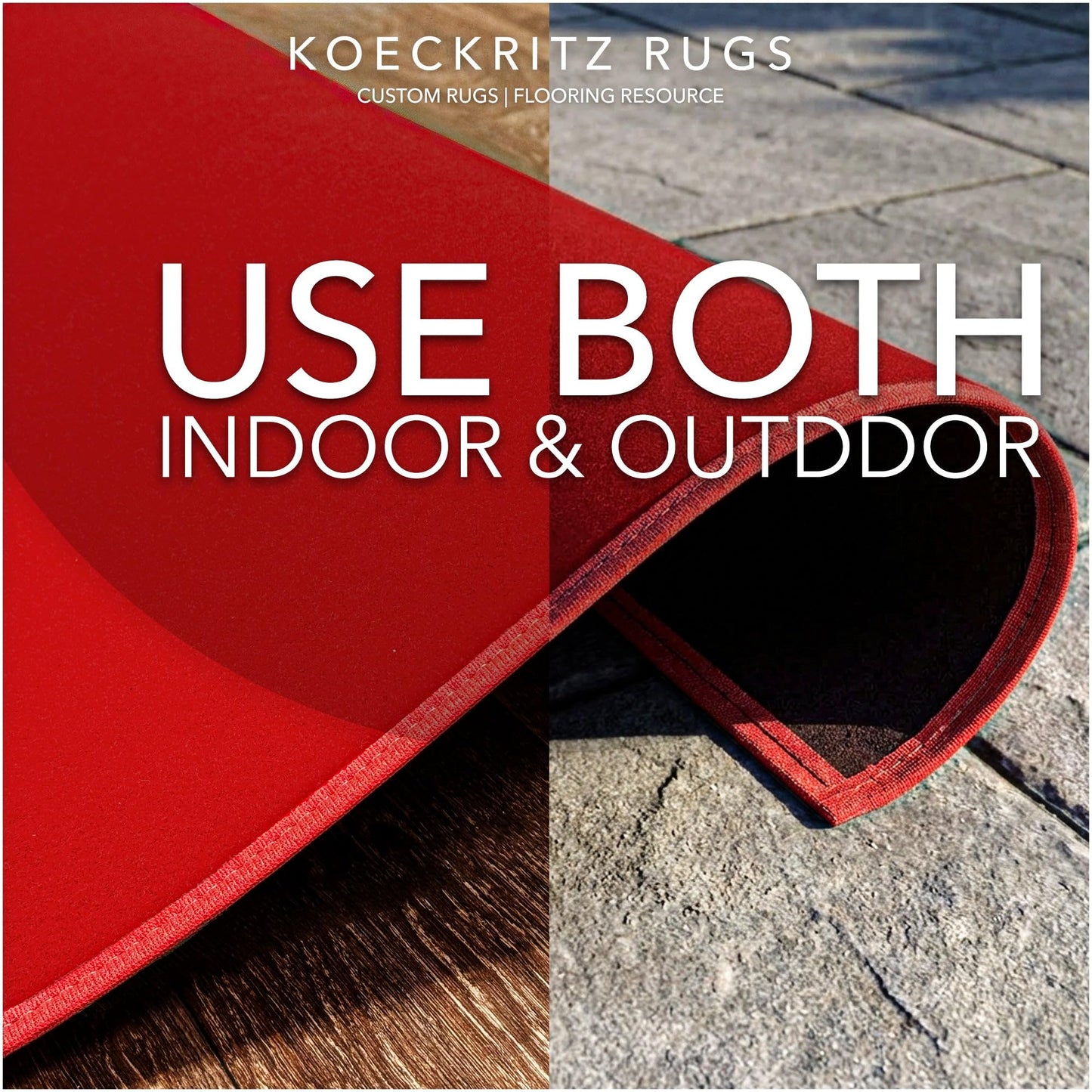 KOECKRITZ Valdosta Indoor Outdoor Rug 4' x 8' UV Resistant Olefin Carpet, Lightweight 3/16" Thick Rug for Patio, Deck, Porch, Balcony, Gazebo or Dock - Bright Red