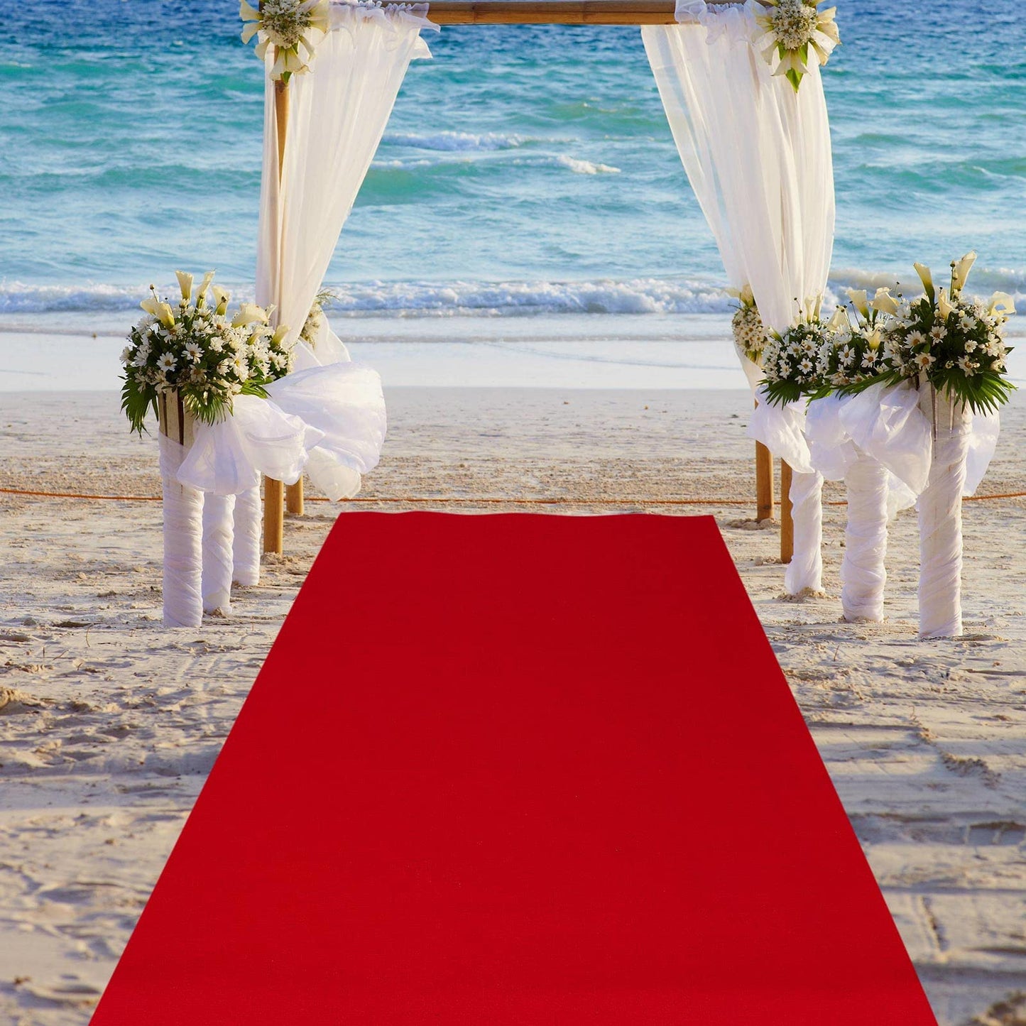 Boao 20 x 2.3 ft Neoprene Carpet Runner Reusable Plastic Floor Runner Non Slip Rubber Backed Rugs for Hallway Aisle Carpet Roll for Wedding Party Decor Prom Business Outdoor(Red)
