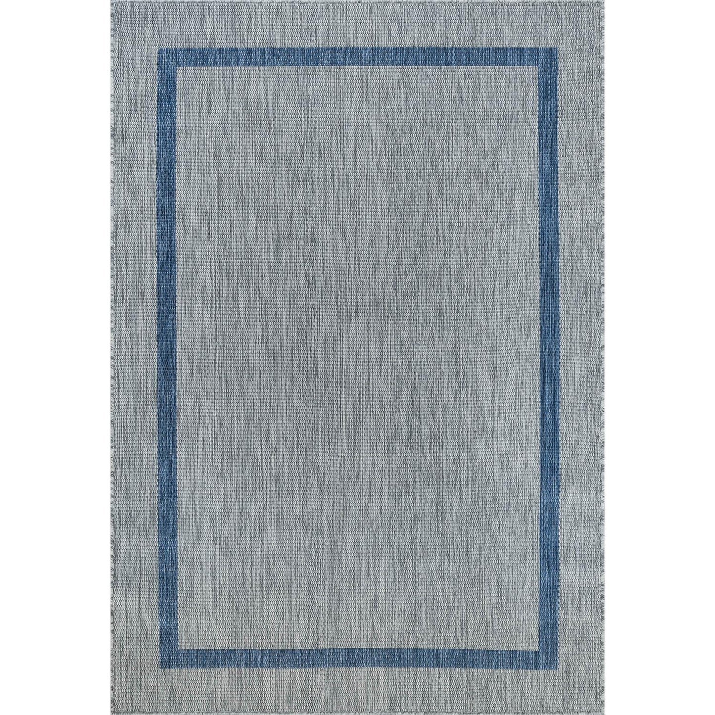 Luul Home Bordered Outdoor Rug 8x10 Washable Outside Carpet for Indoor Patio Porch Waterproof Easy Cleaning Non Shedding Area Rugs Silver Gray - Blue 8 x 10