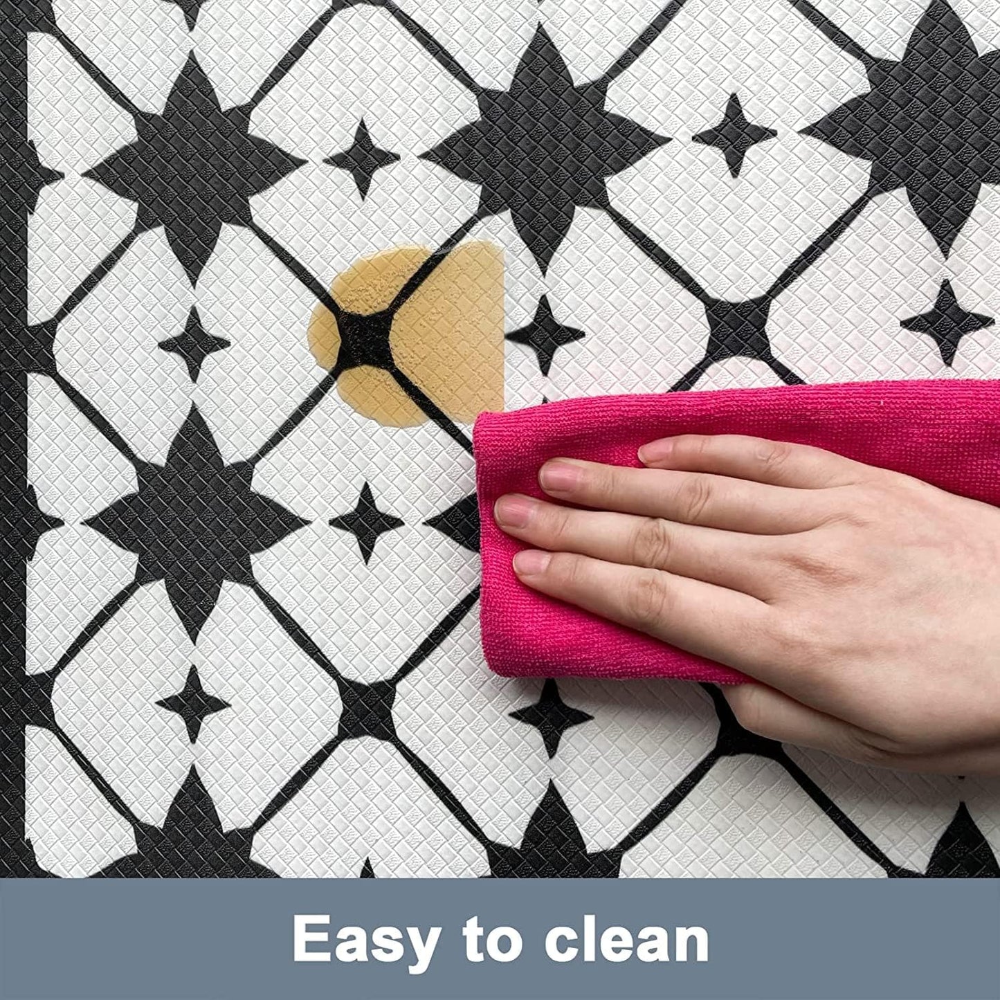 Artnice Kitchen Mat 2 PCS, Black White Plaid Cushioned Anti-Fatigue Kitchen Rug, Waterproof Non-Slip Kitchen Mats and Rugs, Heavy Duty Ergonomic Comfort Rug for Kitchen, Floor, Office, Sink