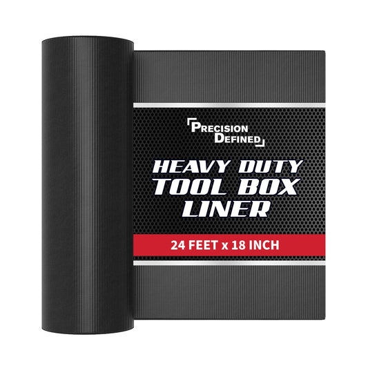 Precision Defined Professional Grade Tool Box Liner, Black | Tool Box Drawer Liner, Shelf Liner Non Slip Mat, Thick Cabinet Shelf Liner, Toolbox Drawer Liners, Tool Chest, Workbench Mat (24 ft x 18")