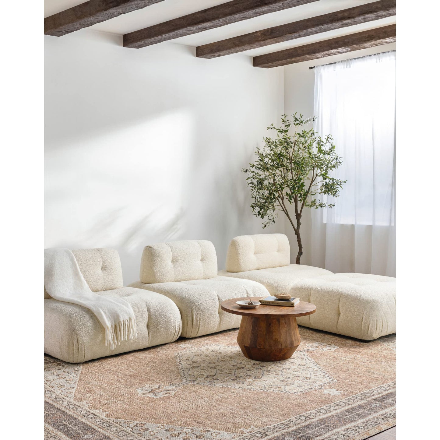 Livabliss x Becki Owens Lila Medallion Area Rug , 5'3" x 7', Tan