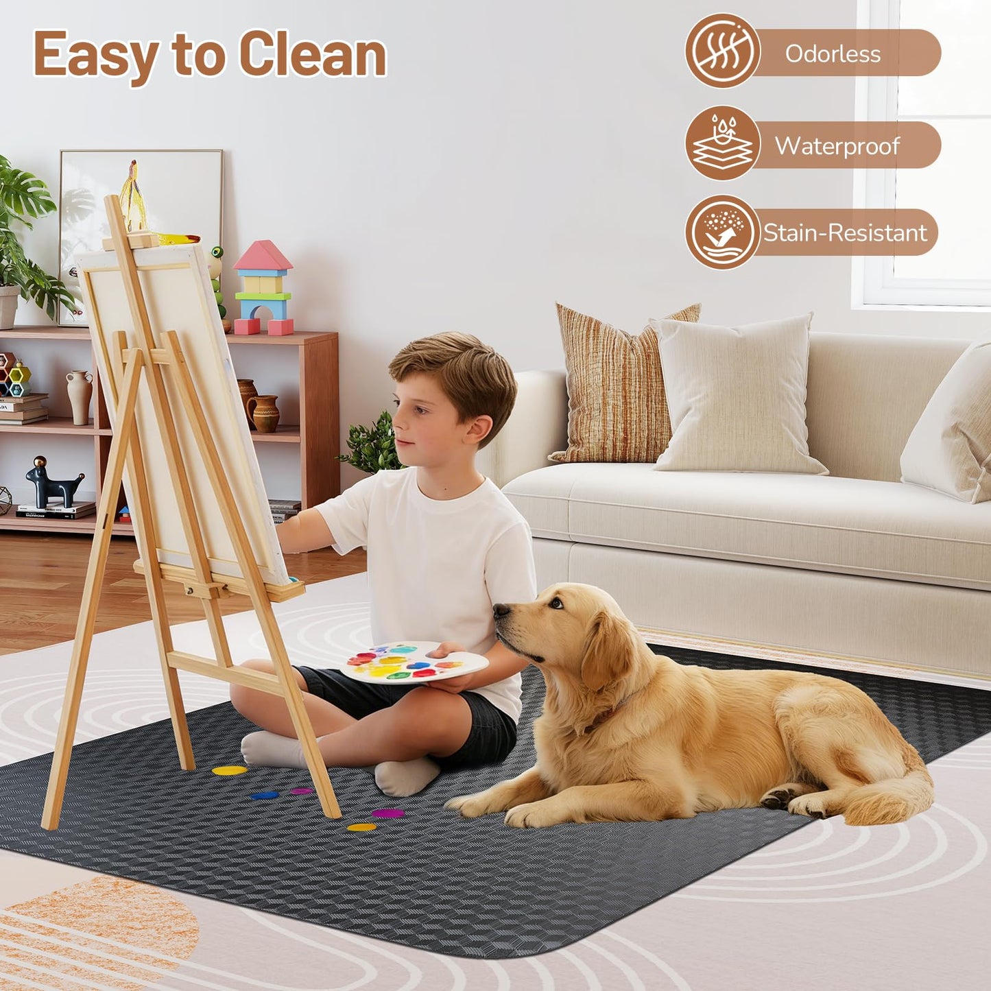 Office Chair Mat for Low Pile Carpet with Lip, 48" x 60" Clear Plastic Heavy Duty Floor Protector, Smooth Glide Desk Chair Mat for Rolling Chairs, Computer Chair Mat for Home Office, Gaming-Black