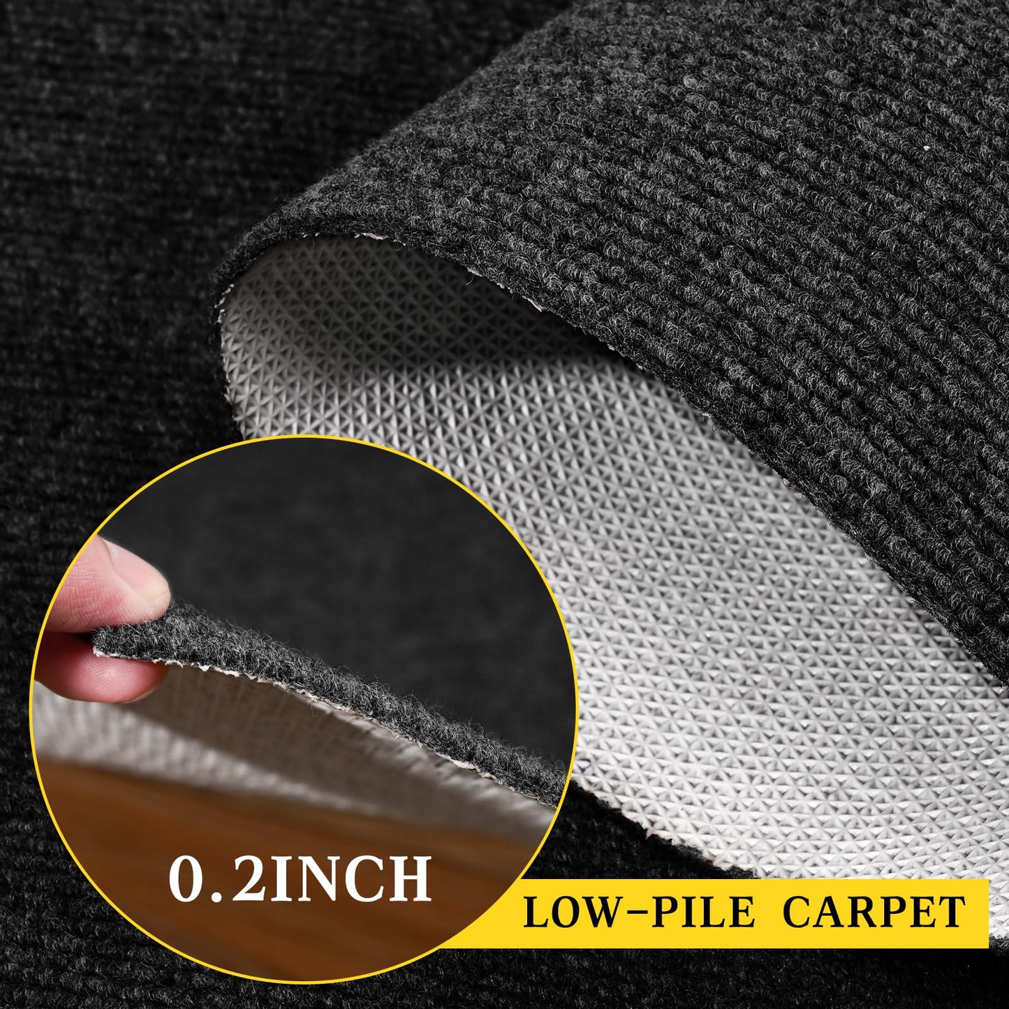 2x8 ft Outdoor Runner Rug, Non-Slip Indoor Outdoor Carpet Runner with TPR Backing, Waterproof Mat for Hallway, Kitchen, Patio, Garage, Deck, Entryway, Black Fine Stripes