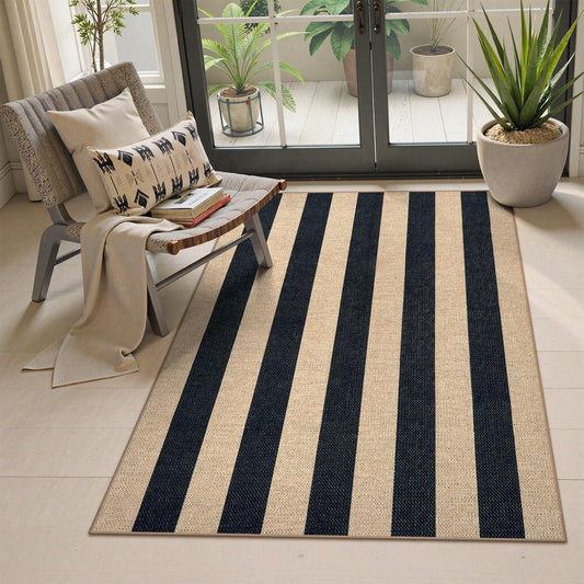 Lahome Striped Easy Jute Outdoor Patio Rug, 3x5 Washable Rugs for Entryway Porch, Farmhouse Neutral Non Shedding Indoor Outdoor Carpet for Entry Kitchen Guestroom Deck Foyer