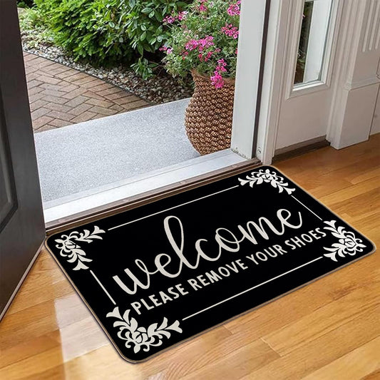 LMABBAQA Shoes Off Doormat 17 x 30 Inch Please Take Your Shoes Off Doormat Indoor and Outdoor Personalized Water Absorbent Mats for Home Indoor Bathroom Living Room