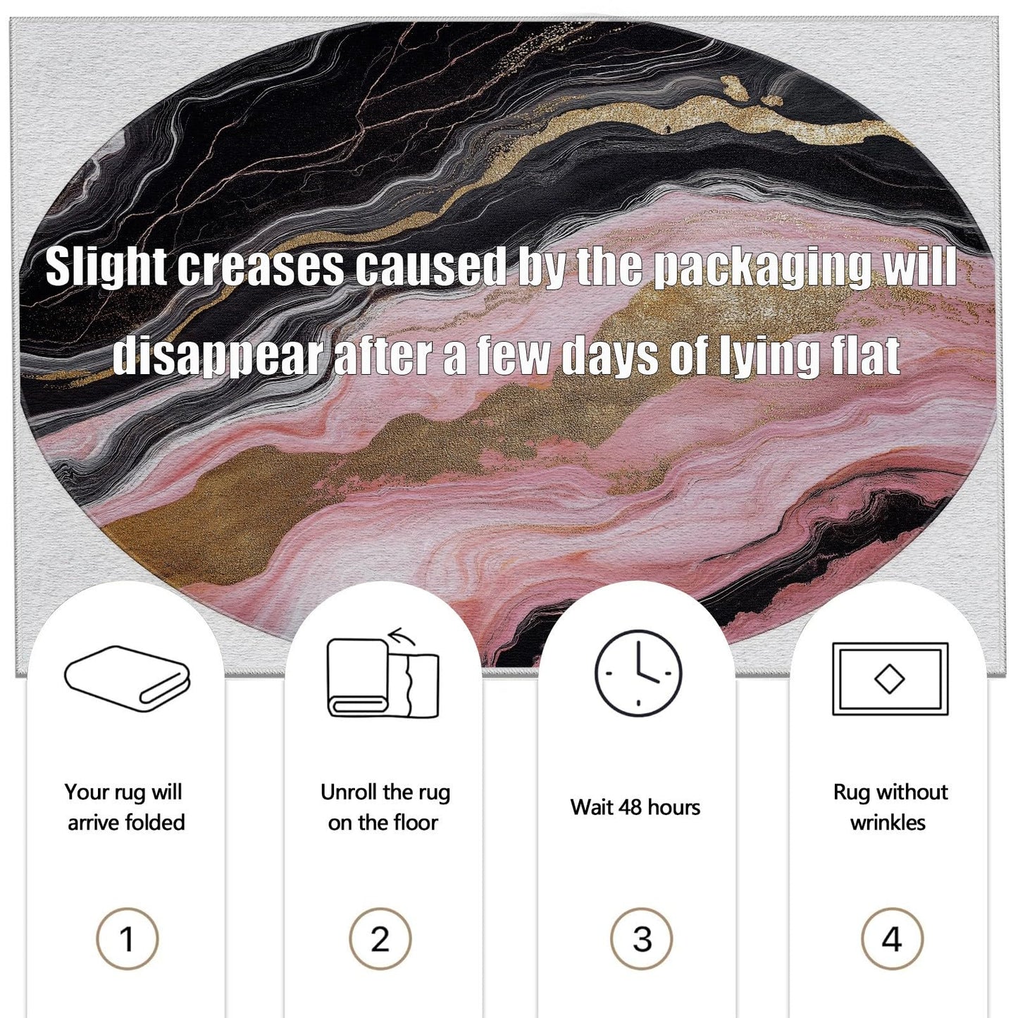 bstract Round Area Rug 4ft Modern Marble Pattern Pink Decorative Circle Rug Low-Pile Soft Carpet Washable Indoor Floor Mat for Living Room Bedroom Dining Room Home Office