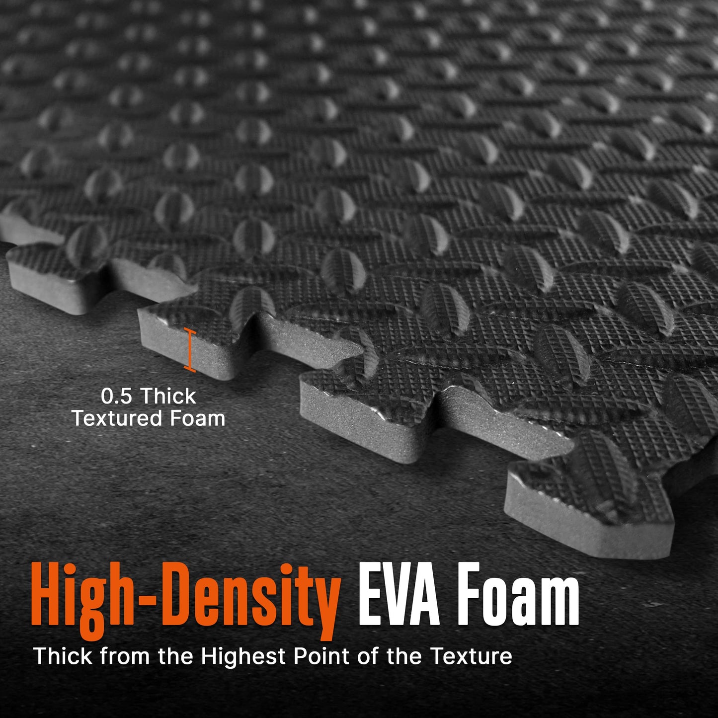SQUATZ 6-Piece Puzzle Exercise Mat Tiles, EVA Foam Interlocking Black Gym Floor Tiles for Home Workout, Thick Protective Cushion for Equipment, Water Resistant, Reduces Noise, Easy Clean, 24"x24" each