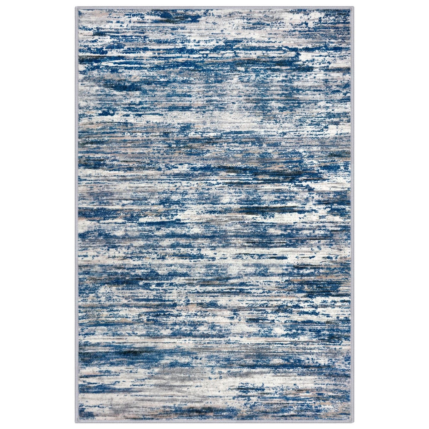 SIILOOM 2x3 Modern Abstract Rug for Entryway, Navy Blue Gray Neutral Multi Super Soft Small Area Rug, Washable Non-Slip Kitchen Rugs, Low-Pile Mat for Bedside, Indoor Door Mat