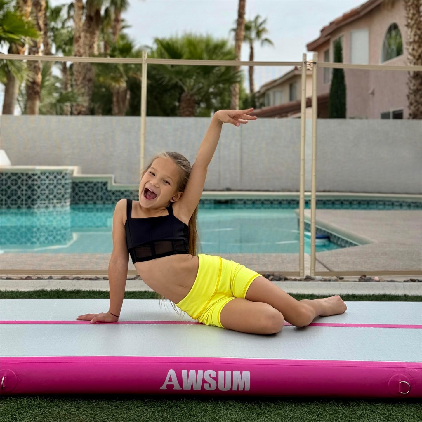 AWSUM 20ft x 5ft x 4inches Air Gymnastics Mat Inflatable Tumble Track Tumbling mat with Electric Pump for Home/Gym