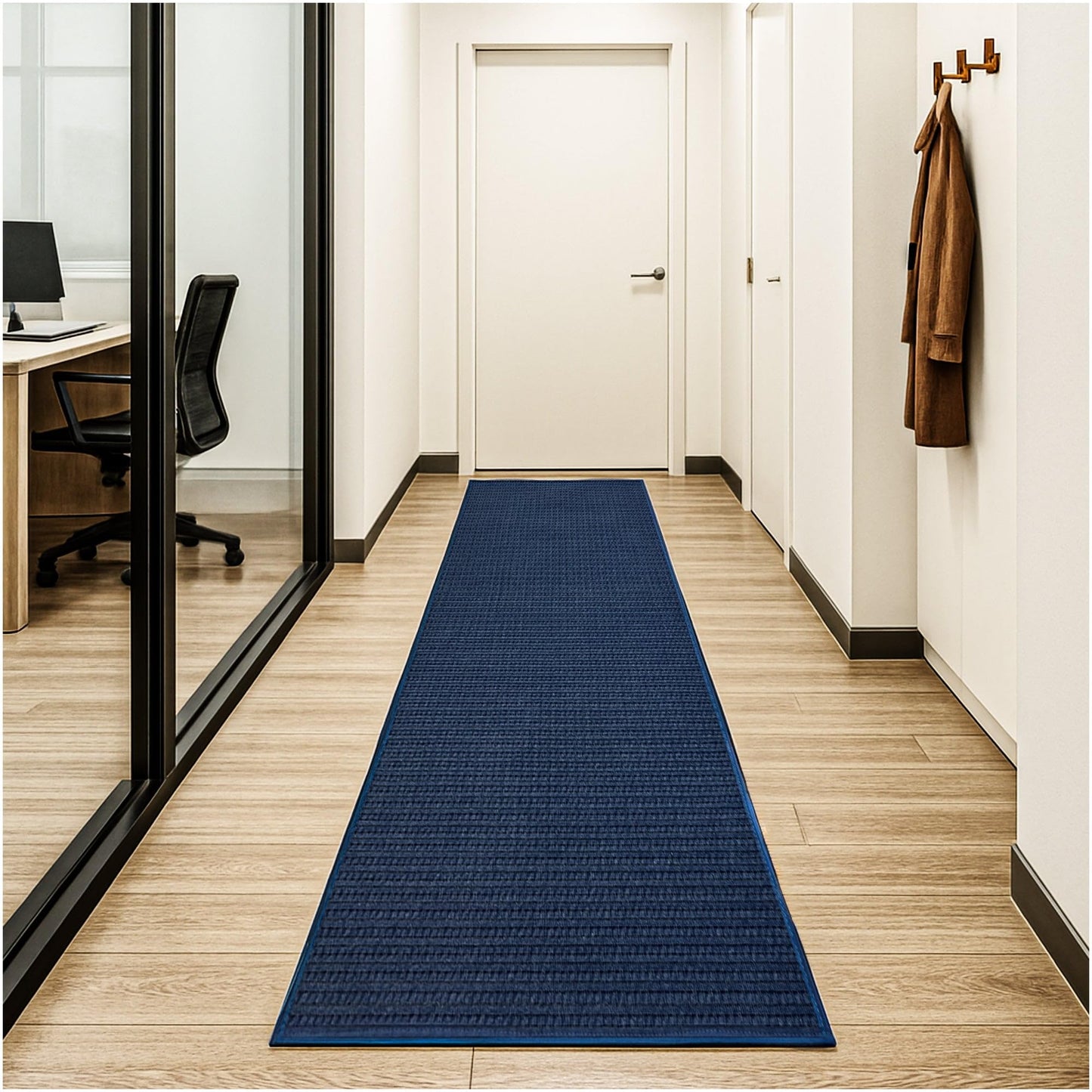 KOECKRITZ 7' x 12' Ocean Blue Area Rug - Soft, Durable Interlace Indoor-Outdoor Carpet for Living Room, Bedroom, Nursery - Lightweight PET Fiber, Cut-to-Size