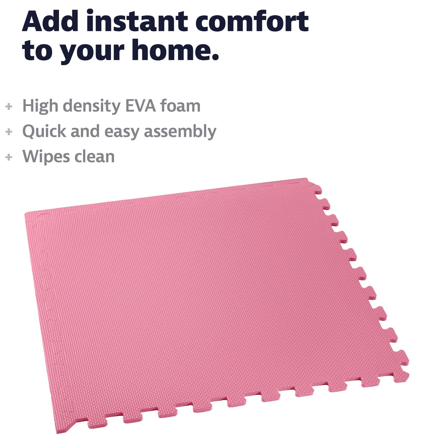 We Sell Mats 1/2 Inch Thickness Multipurpose EVA Foam Floor Tiles, Interlocking Floor Mat for Indoor Gym and Home Use, 24 in x 24 in, Pink, 16 Square Feet (4 Tiles)