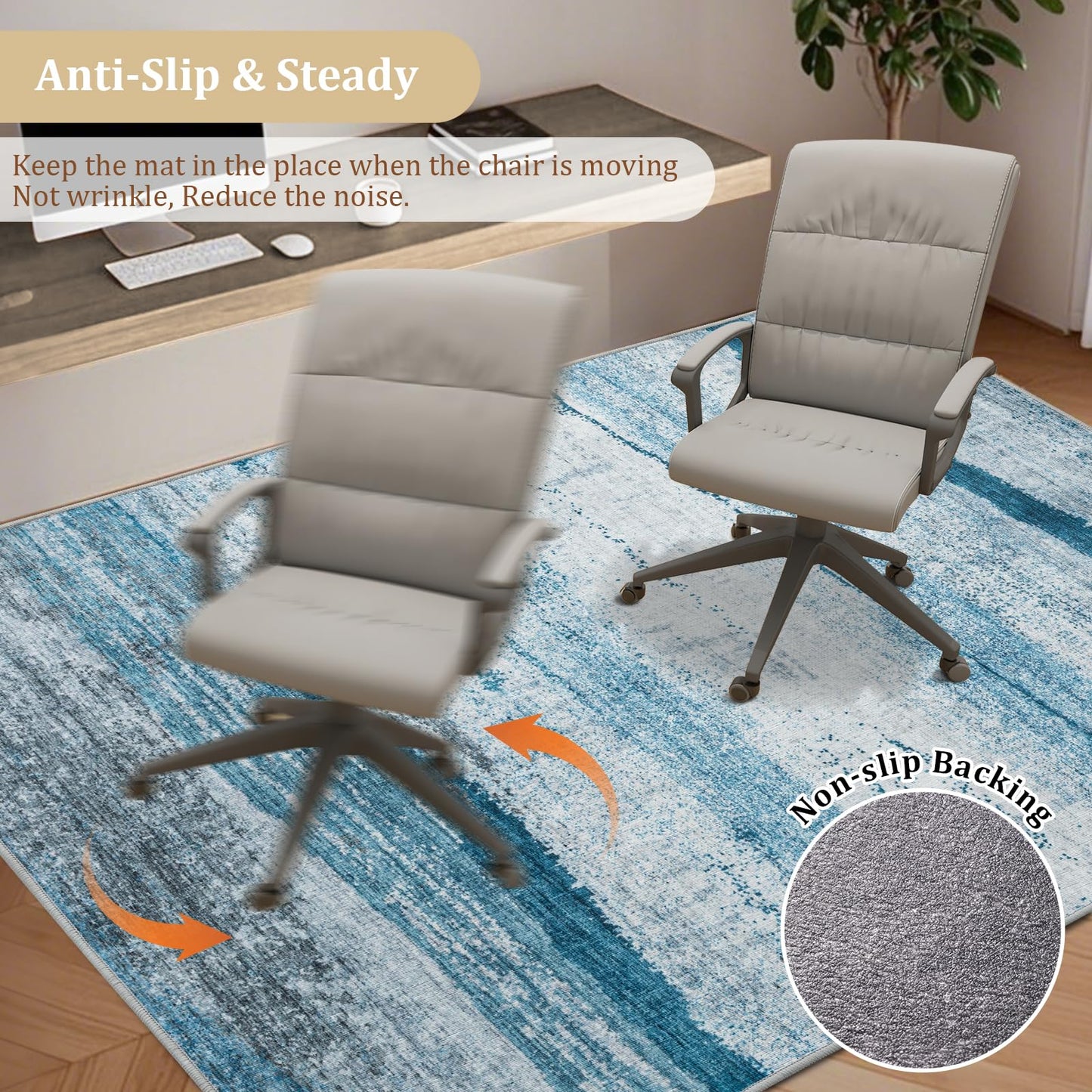 Office Chair Mat for Hardwood Floor, 72"x48" Easy Glide Computer Chair Mat Protector for Rolling Chair Under Desk Rug Nonslip Backing, Machine Wash