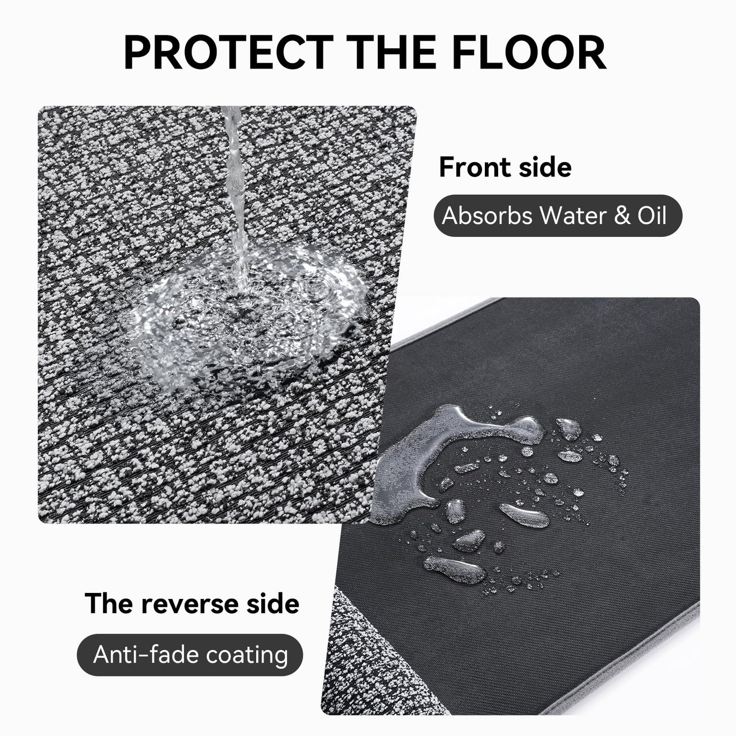 QiCaiJia Kitchen Rugs and Mat Non Slip Washable, Super Absorbent Kitchen Mats for Floor, Rubber Backing Soft Braided Standing Kitchen Sink Mat Kitchen Runner, Front of Sink, Easy Clean, Grey 17"x30"