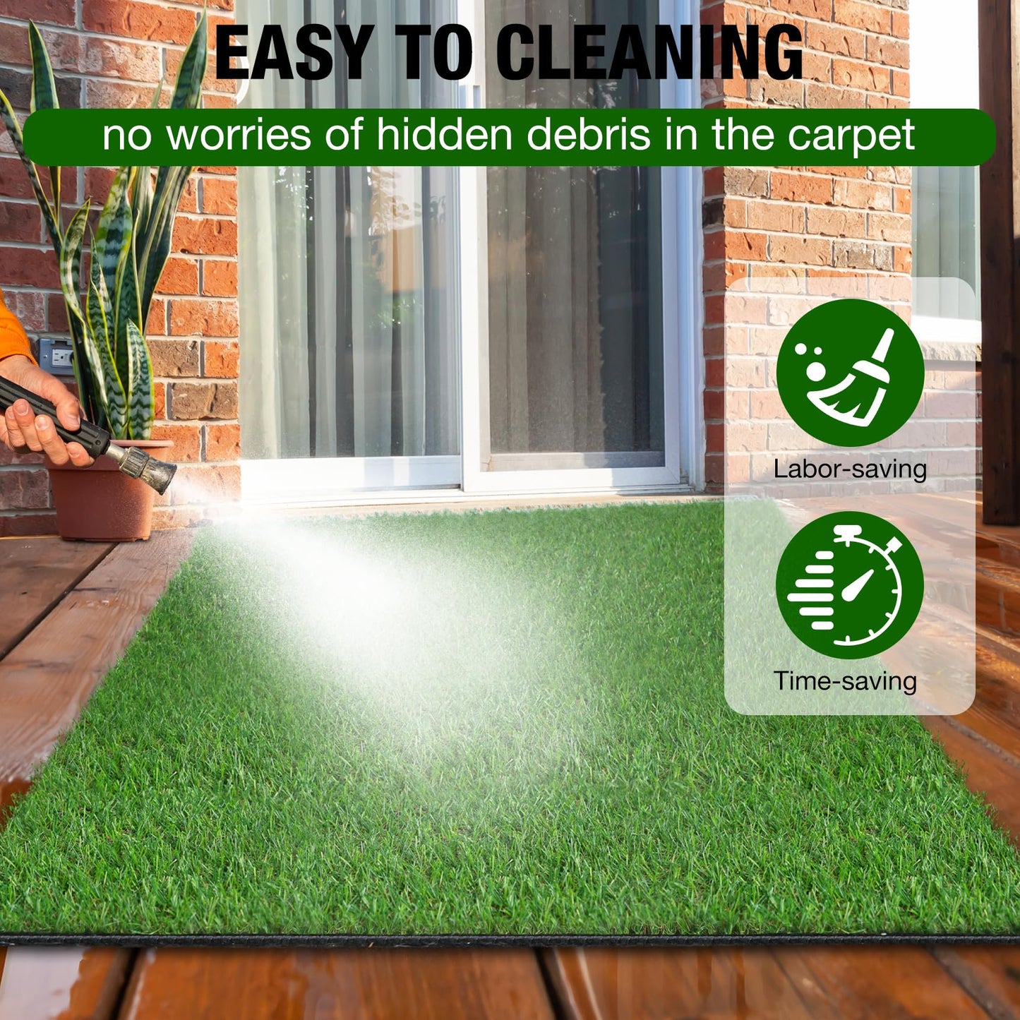 XLX TURF 2FT X 6FT Artificial Turf Runner Rug Indoor Outdoor - Realistic Narrow Fake Grass Carpet Patio Balcony Floor Covering - Pets Friendly & Drainage Dog Grass Pad