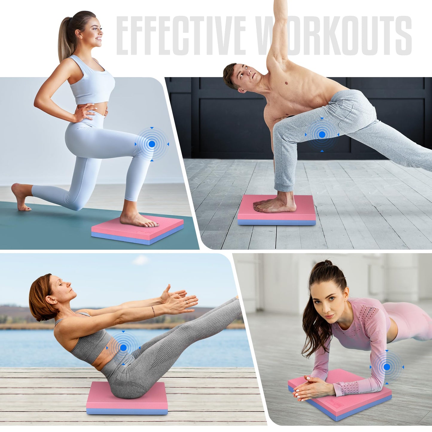 Yes4All Foam Balance Pad, Non-Slip Foam Mat for Yoga & Strength Training, Exercise Knee Pad for Floor Workouts, Soft Cushion for Balance Training - Rose Quartz/Serenity, L