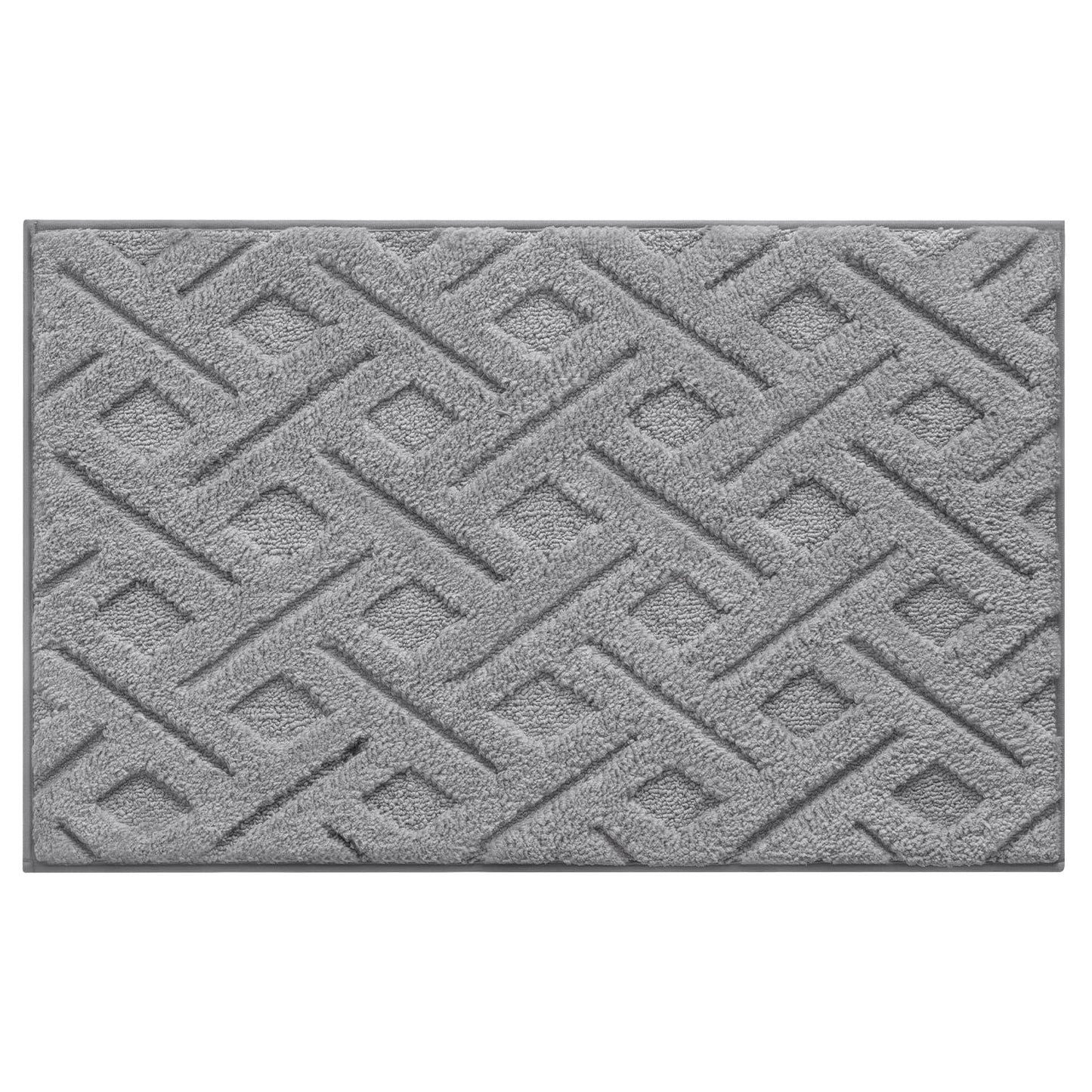 HOMEIDEAS Grey Bathroom Rug Set 2 Piece, Soft Microfiber Tufted Bath Mats, Super Absorbent Non Slip, Machine Washable Bathroom Rugs for Tub, Shower and Floor, 20" x 32" Plus 16" x 24"