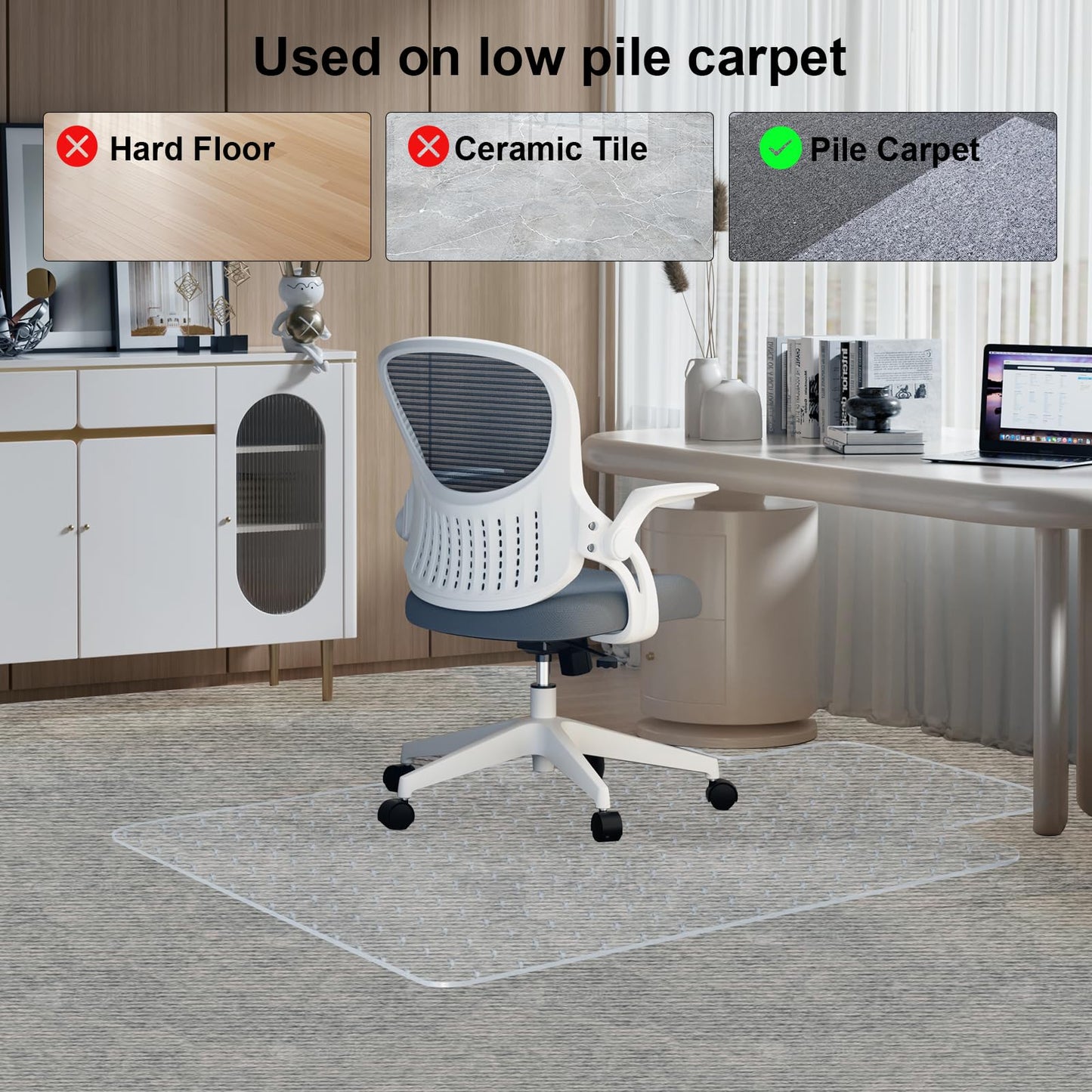 Heavy Duty Chair Mat for Carpet,36"x48",2.2mm,Office Floor Mat for Carpeted Floors,Under Desk Mat for Low Pile Carpet,Mat for Office Chair on Carpet