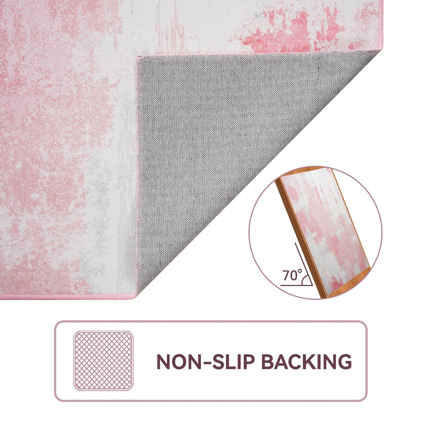 Kelarea Pink Nursery Rug for Baby Girl, 5x7 Modern Abstract Washable Rugs for Kid's Bedroom, Low Pile Non Slip Large Carpet for Dorm, Living Room, Kids Playroom