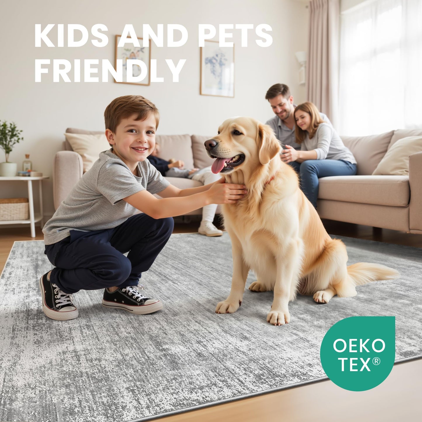 zesthome 9x12 Area Rugs for Living Room, Non-Slip Backing Washable Rug, Modern Abstract Area Rug, Stain Resistant Rugs for Bedroom, Ultra-Thin Large Area Rugs, Area Rug 9x12