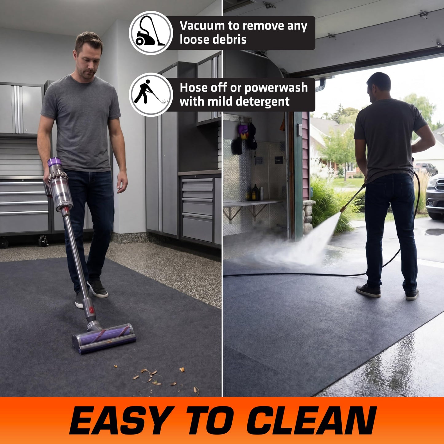 Armor All Garage Floor Mat (20' x 7'4"), Waterproof Garage Flooring, Absorbent, Premium Oil Spill Resistant Garage Pad, Durable, Protects Surfaces (Includes Double Sided Tape) (USA Made)