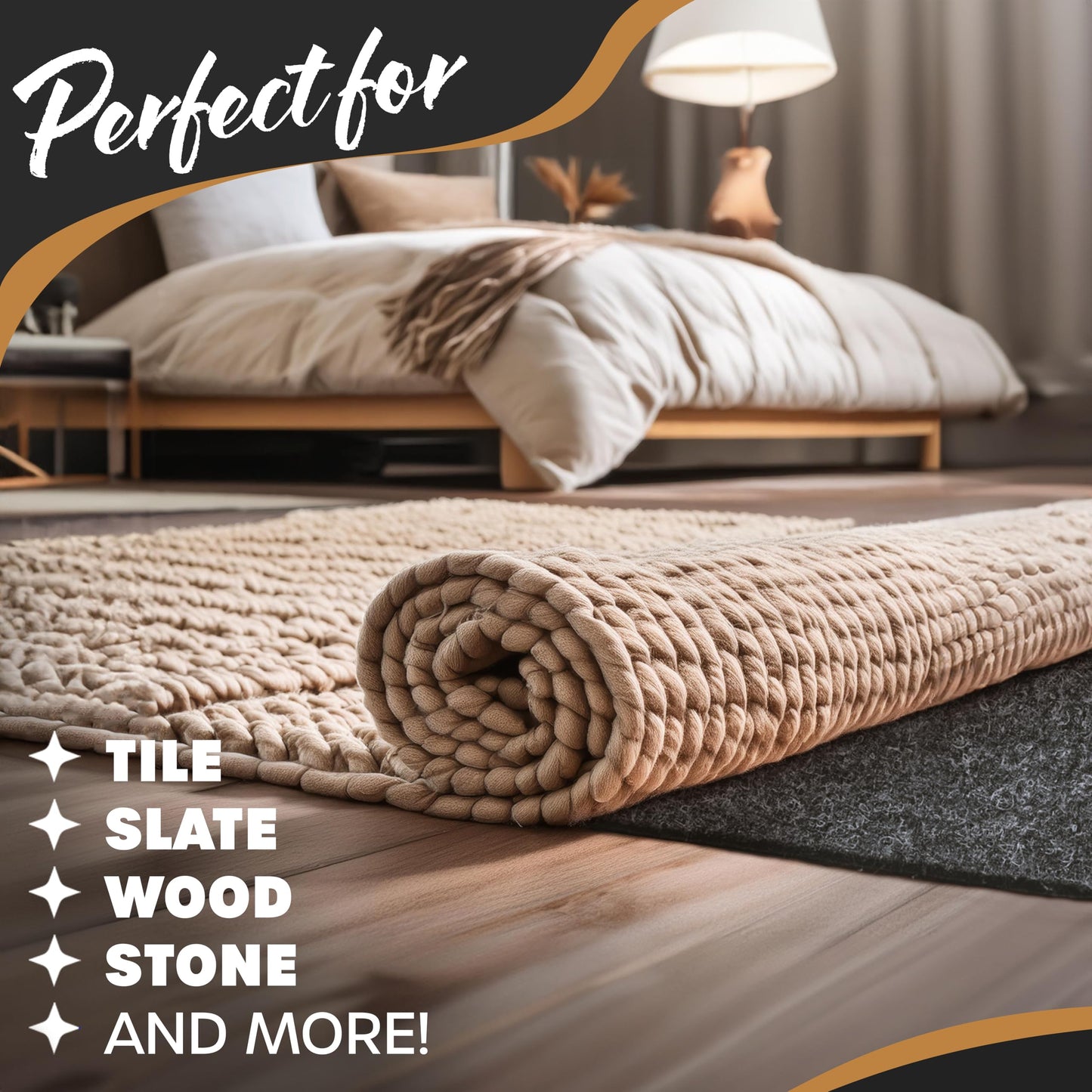Nevlers 4 Ft x 6 Ft Felt TPO Non Skid Rug Pad & Carpet Pad 1/4" Thick