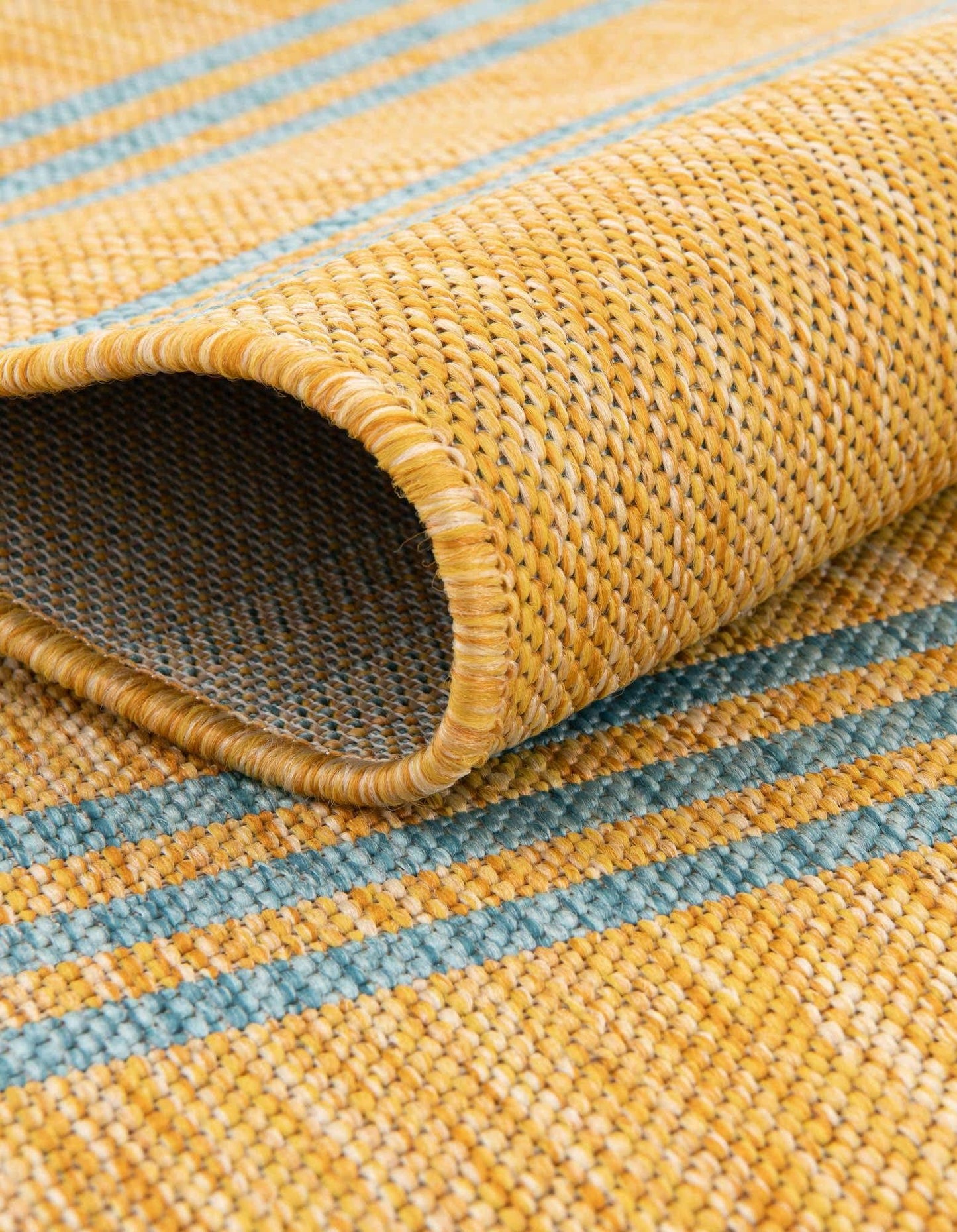 Unique Loom Outdoor Collection Area Rug - Anguilla (2' x 6' 1" Runner, Yellow and Aqua/ Light Blue)