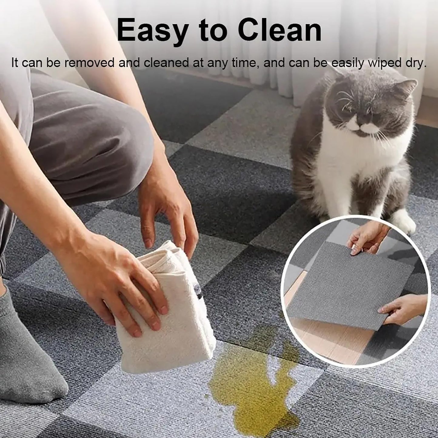 LISHIEN 36 Pcs Carpet Tiles Peel and Stick 12”x 12” Self Adhesive Carpet Squares, Anti-Slip Grey Carpet Floor Tiles for Bedroom Living Room Indoor Outdoor