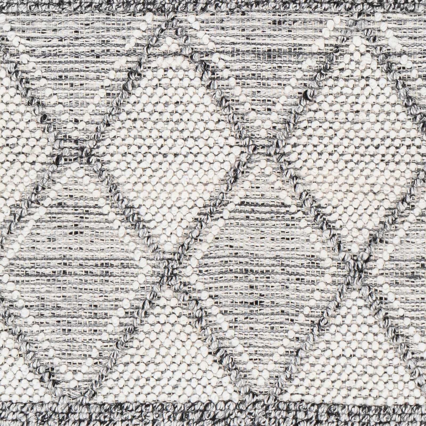 Hauteloom Rehn Recycled Material Area Rug - Geometric Diamond Trellis Striped Triangle - Bohemian Transitional Boho Moroccan Tribal - White, Black, Light Slate, Gray, Cream - 27" x 45"