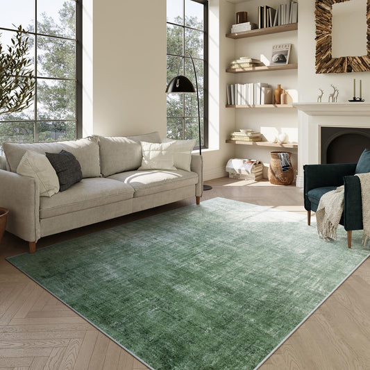 Lahome Green 6x9 Area Rugs Boho Washable Rugs for Living Room, Modern Abstract Rugs for Bedroom, Ombre Non-Slip Throw Dining Room Rug Carpet for Playroom Office Nursery(6'x9',Green)