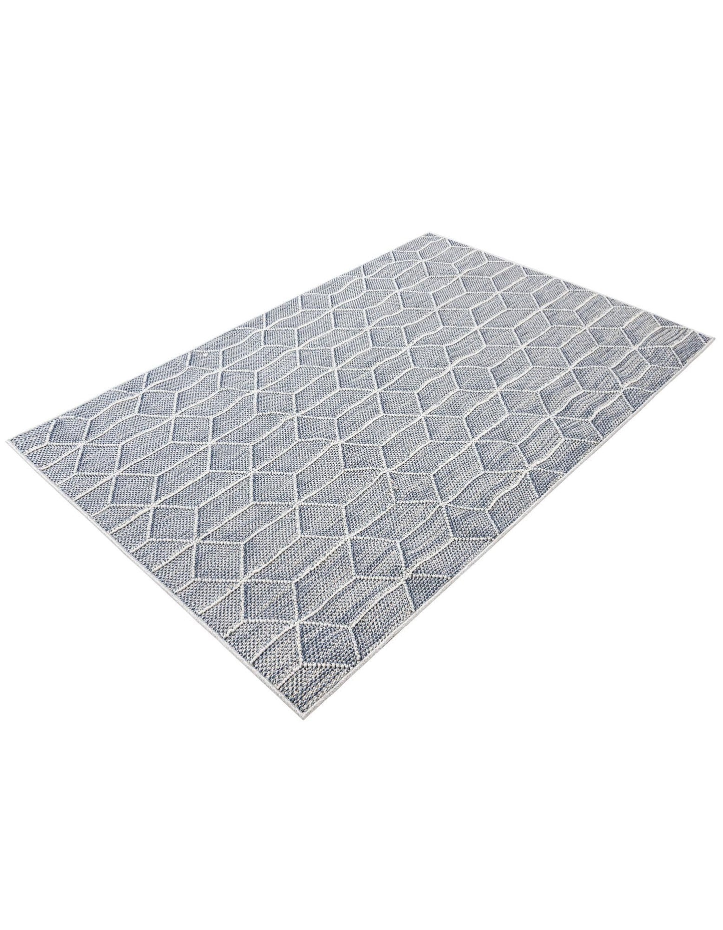Rugs.com - Outdoor Lattice Rug – 4' 1 x 6' 1 Light Blue Washable Indoor/Outdoor Rug – Perfect for Patios, Decks, Porches, and Poolside Spaces