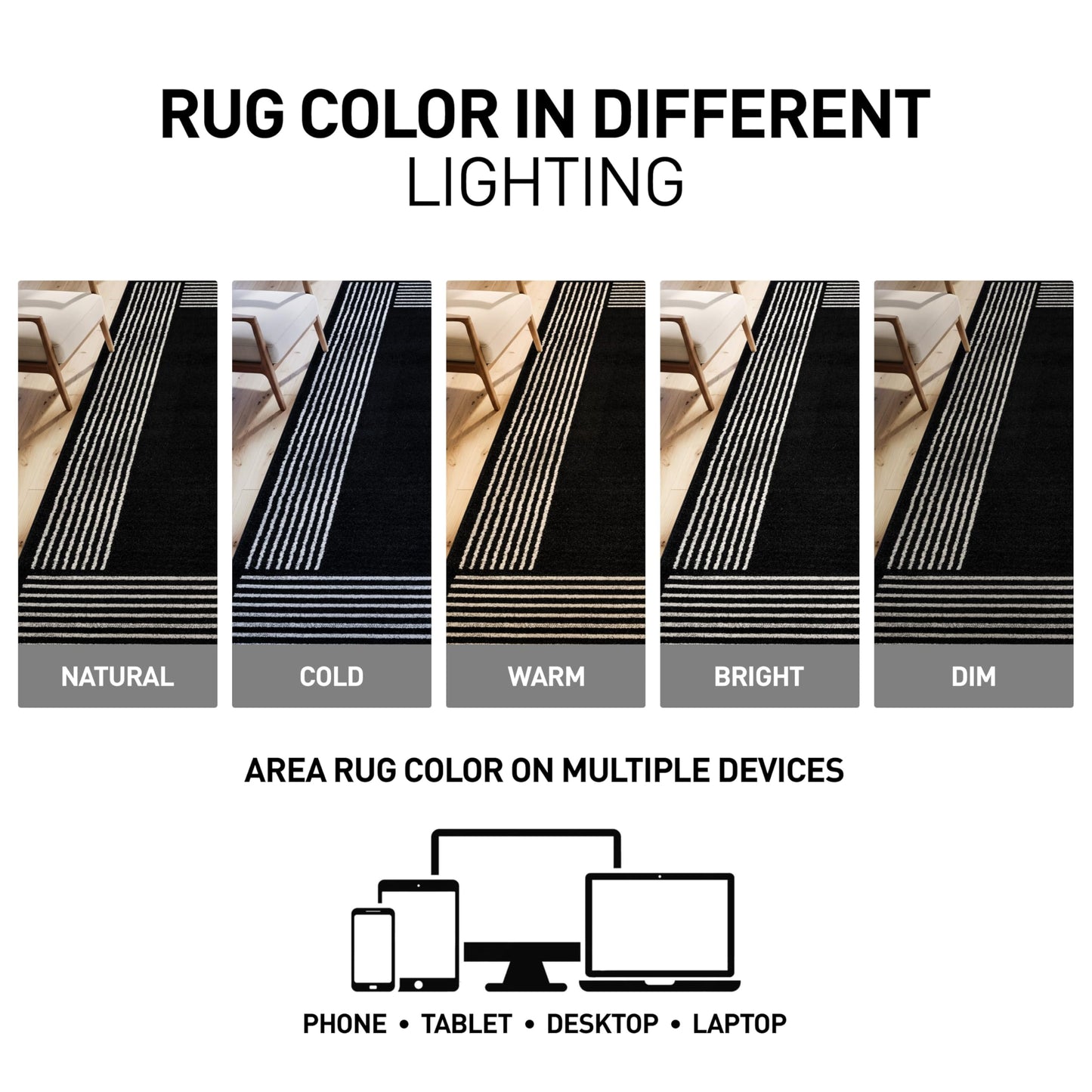 Rugshop Modern Minimal Bordered Indoor Area Rug for Living Room,Bedroom,Kitchen Rug Low Pile Rug with Jute Backing 7' 10" x 10' Black