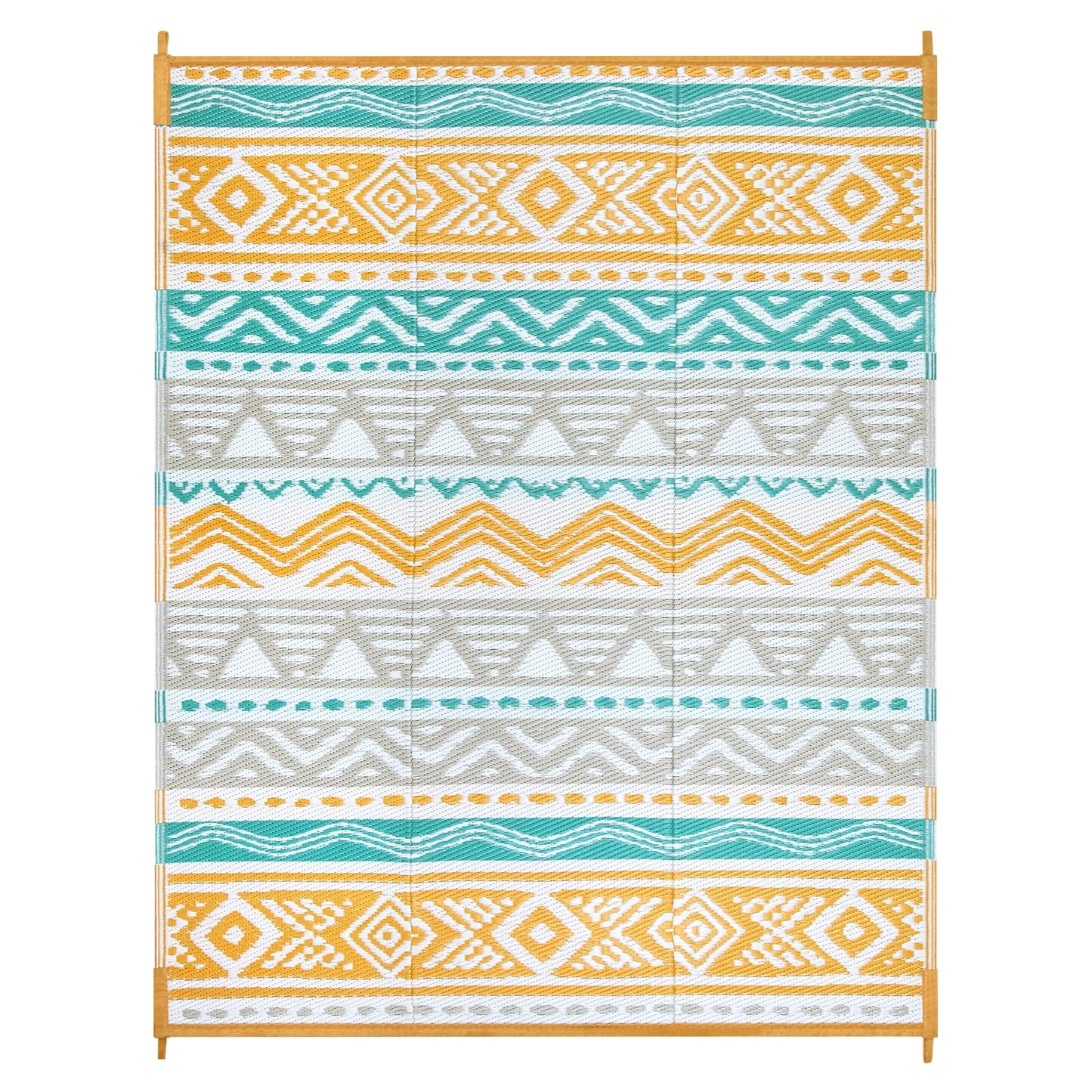 Lahome Outdoor Rugs 8x10 Waterproof, Reversible Outdoor Plastic Straw Rug for Camping Patio, RV Outdoor Rugs Outside, Outdoor Carpet for Porch Deck Backyard Picnic(Blue/Yellow,8'x 10')