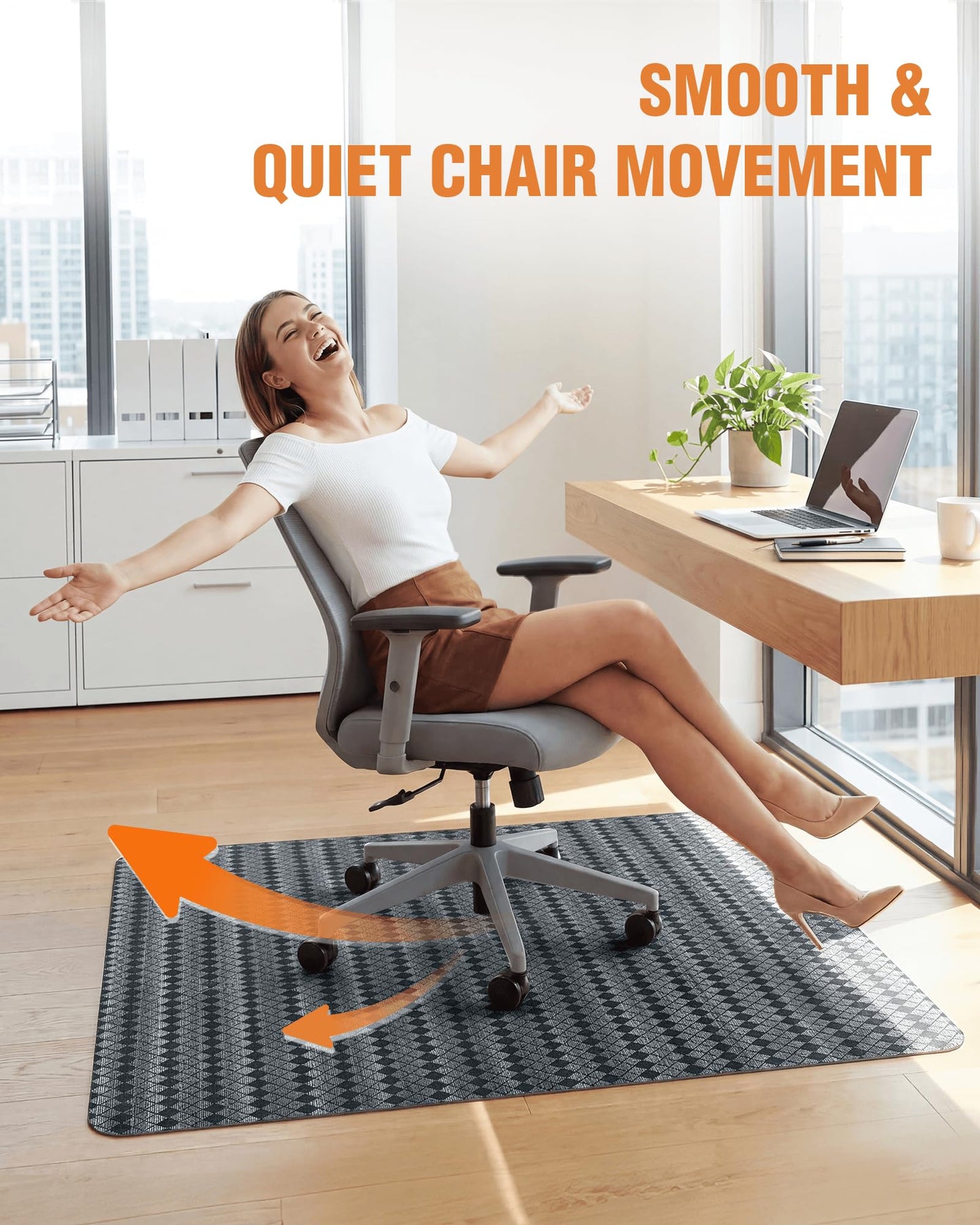 Carvapet 36x48 Office Chair Mat for Hardwood Floor - Heavy Duty Desk Floor Protector, Silent Smooth Glide Rolling Gaming Chair Mat with Skid-Resistant Backing
